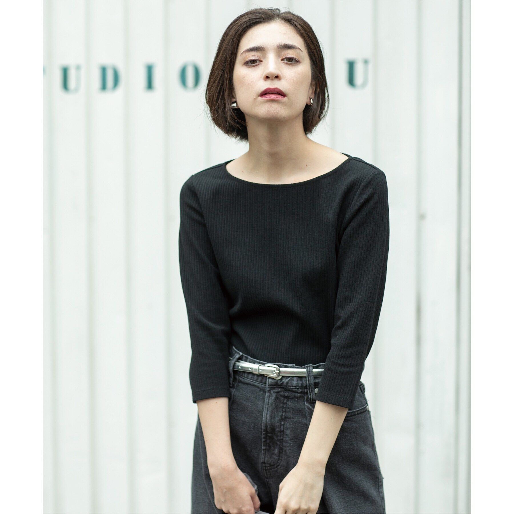 OPAQUE.CLIP「ボートネック7分袖カットソー【洗濯機洗い可】」|Tシャツ・カットソー|