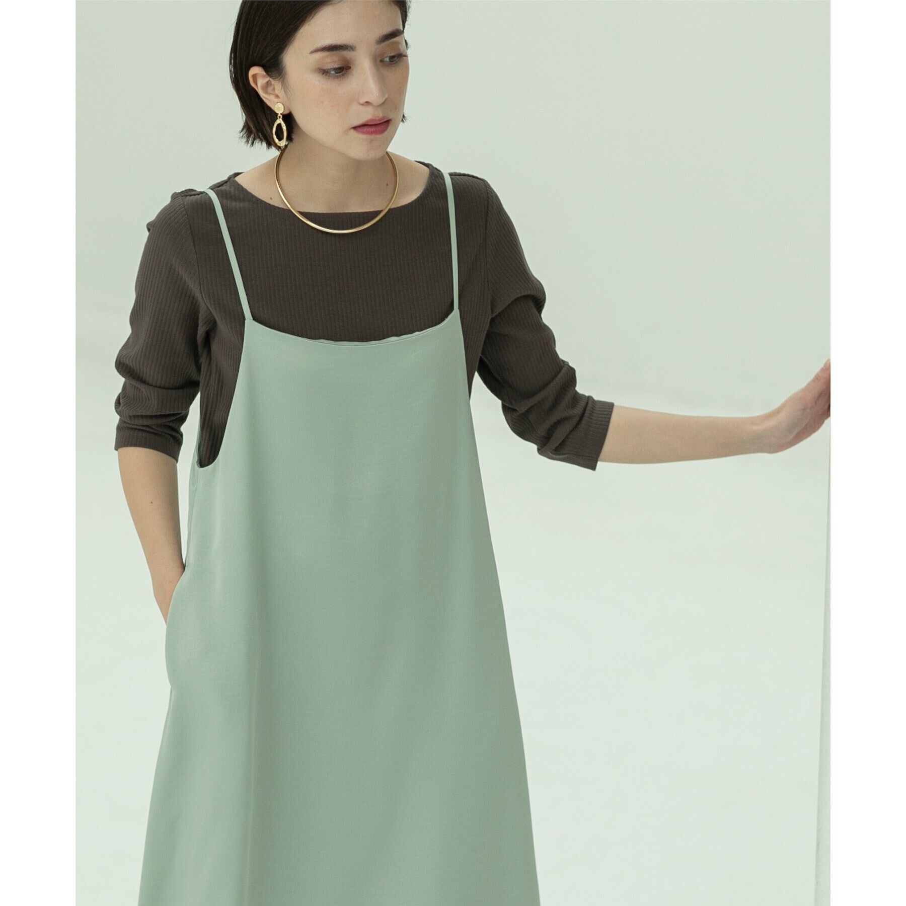 OPAQUE.CLIP「ボートネック7分袖カットソー【洗濯機洗い可】」|Tシャツ・カットソー|ブラウン(044)