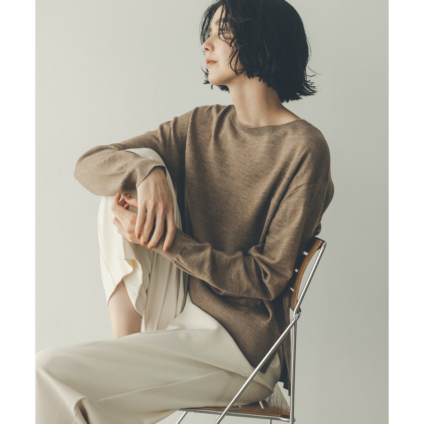 OPAQUE.CLIP「《S-LLsize/6color》ボートネックニット／FILIVIVI・フィルビビ【洗濯機洗い可】」|ニット・セーター|