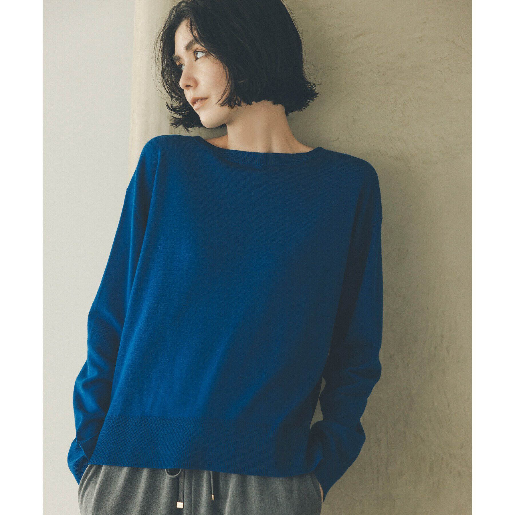 OPAQUE.CLIP「《S-LLsize/6color》ボートネックニット／FILIVIVI・フィルビビ【洗濯機洗い可】」|ニット・セーター|ブルー(093)