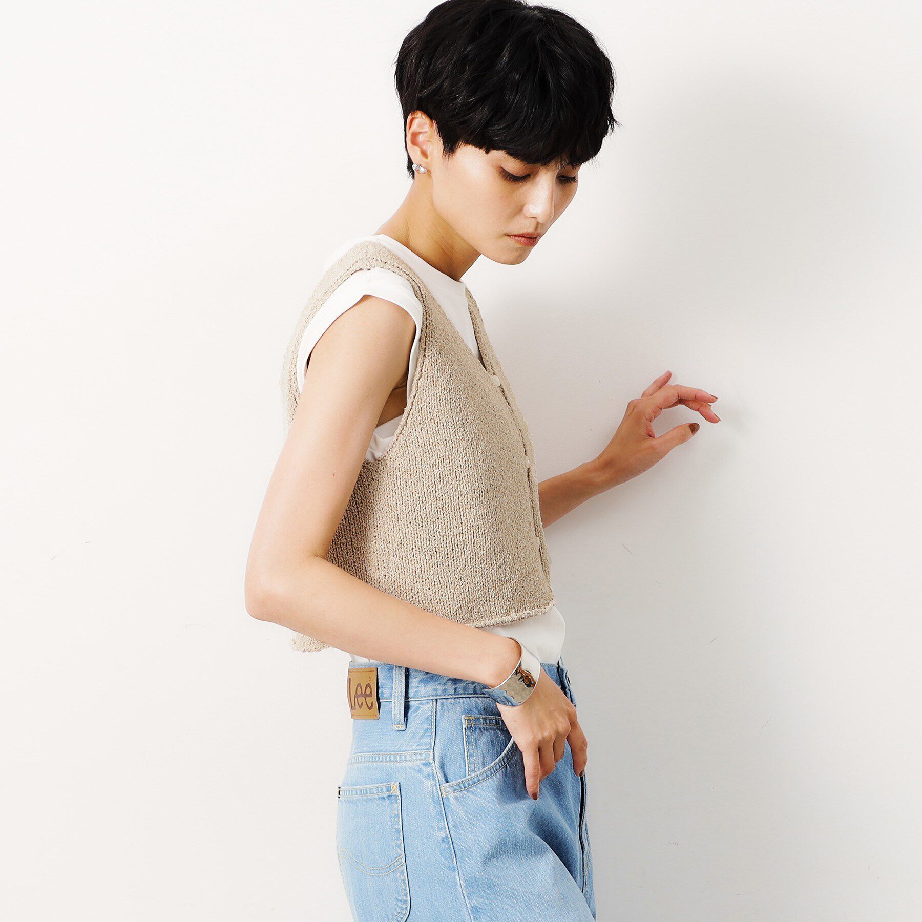 OPAQUE.CLIP「【前後2WAY/ツインセット】ニットビスチェ&times;ノースリーブ【洗濯機洗い可】」|Tシャツ・カットソー|