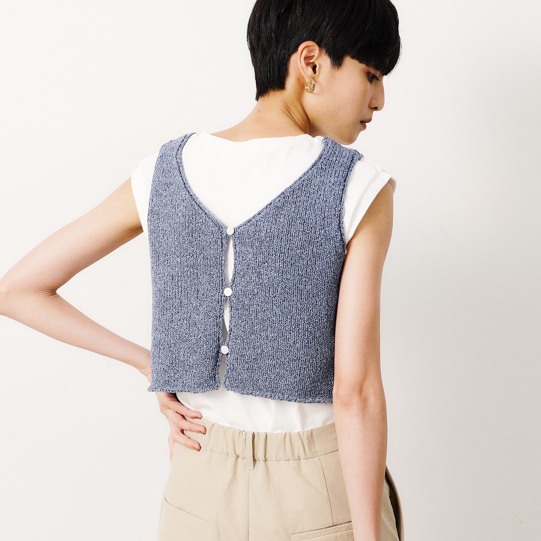 OPAQUE.CLIP「【前後2WAY/ツインセット】ニットビスチェ&times;ノースリーブ【洗濯機洗い可】」|Tシャツ・カットソー|