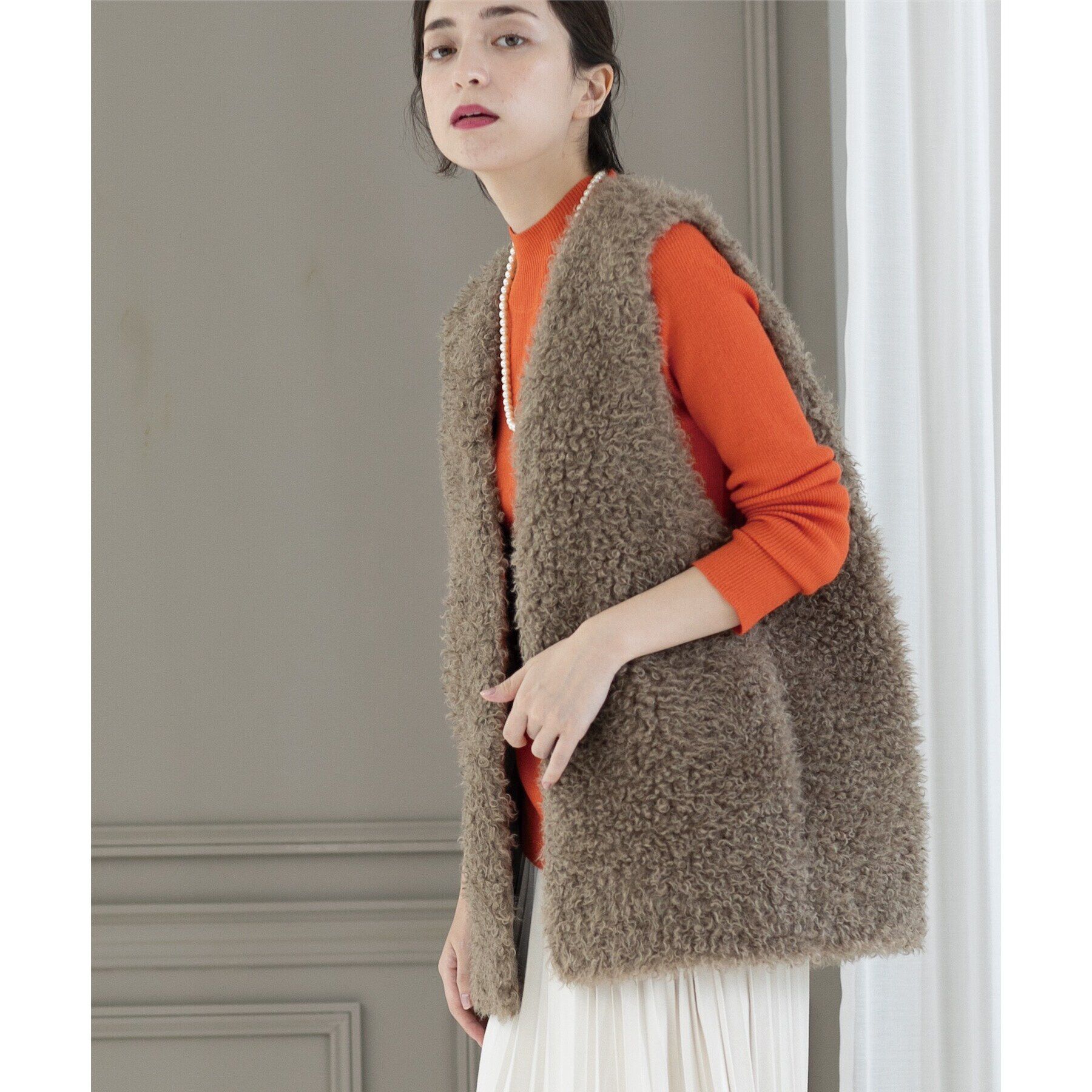 OPAQUE.CLIP「カーリーフェイクファーベスト【洗濯機洗い可】」|ベスト・ジレ|