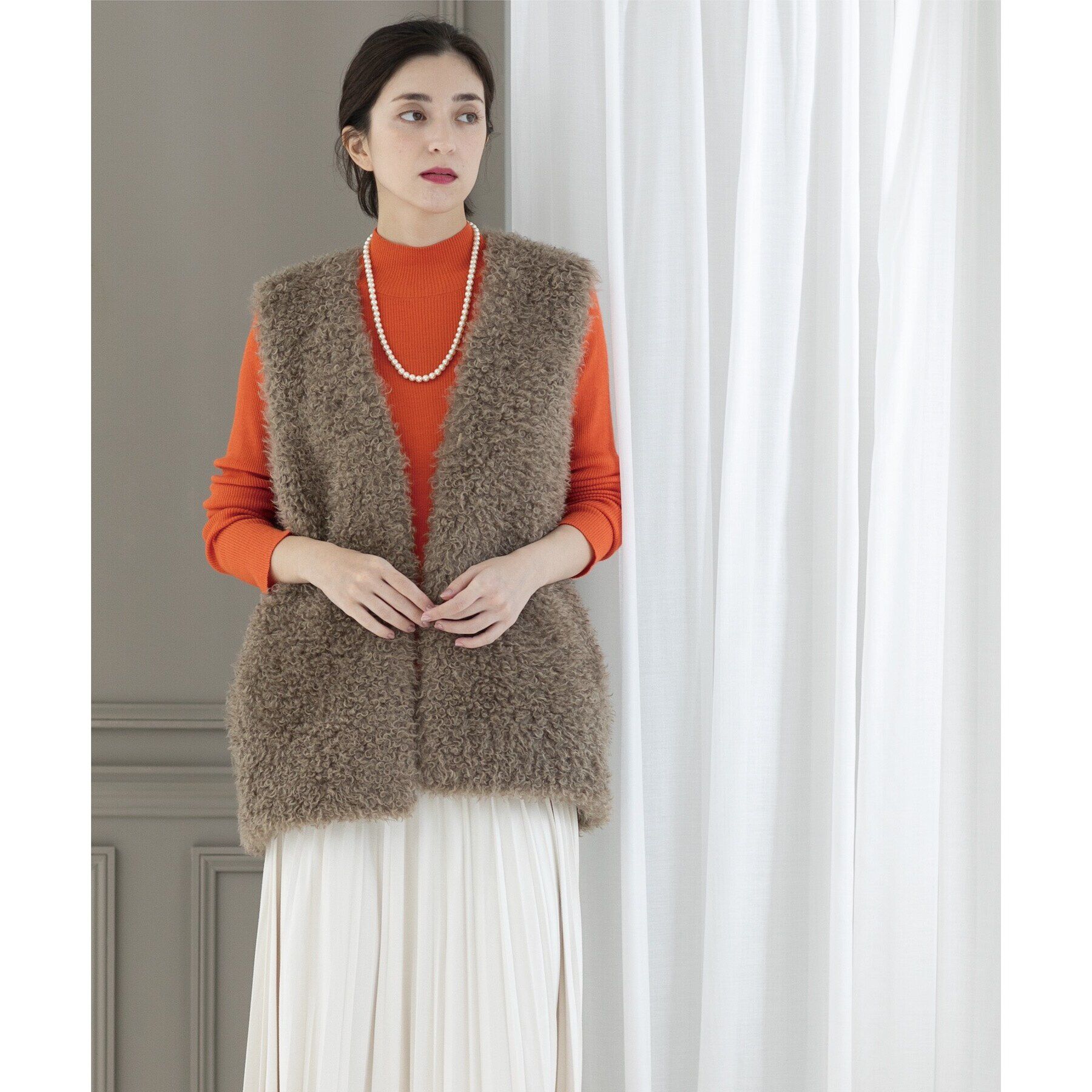 OPAQUE.CLIP「カーリーフェイクファーベスト【洗濯機洗い可】」|ベスト・ジレ|