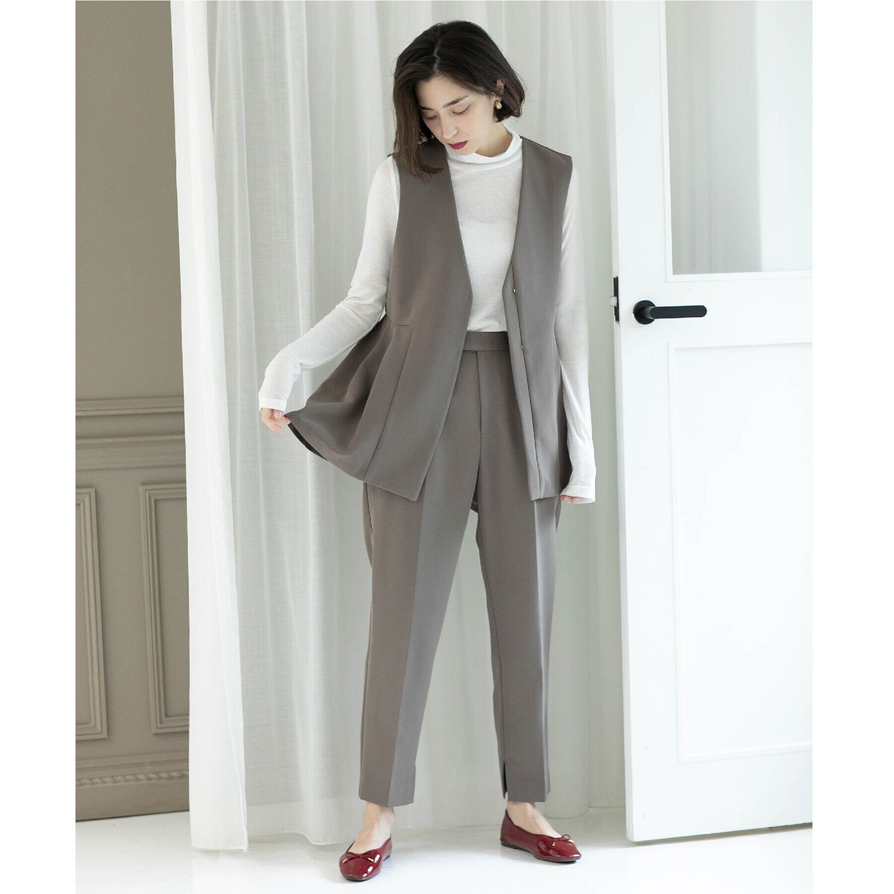 OPAQUE.CLIP「スリットテーパードパンツ／セットアップ対応【洗濯機洗い可】」|その他|