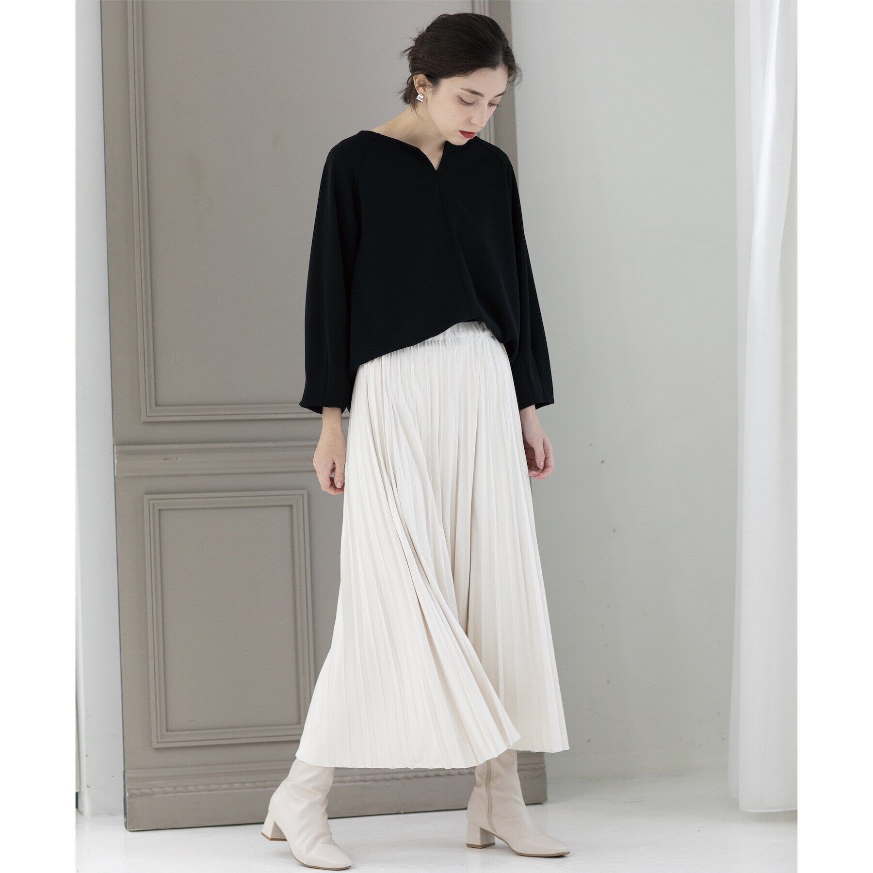 OPAQUE.CLIP「《5color/S-LLsize》フェイクスウェードイージープリーツスカート【洗濯機洗い可】」|スカート|