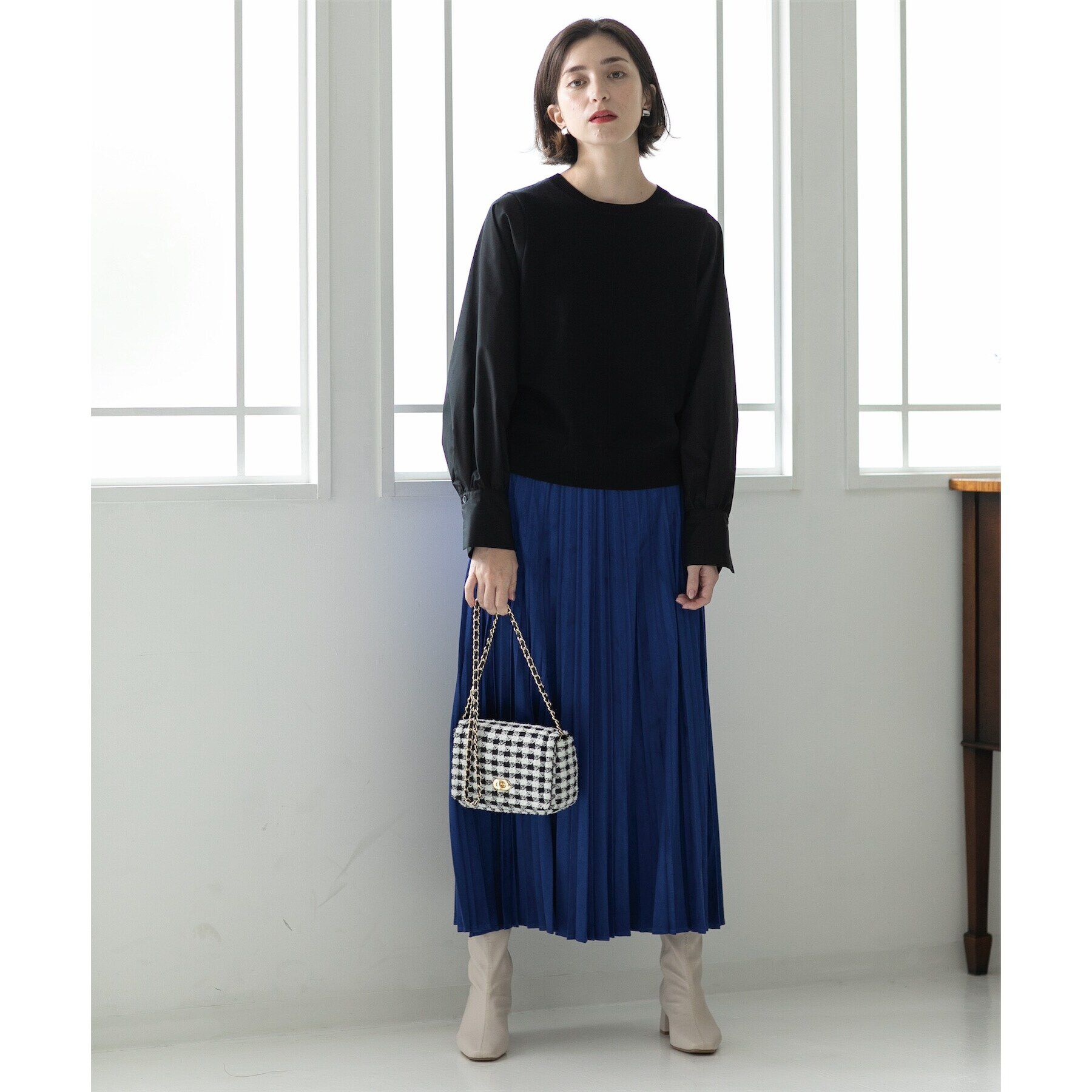 OPAQUE.CLIP「《5color/S-LLsize》フェイクスウェードイージープリーツスカート【洗濯機洗い可】」|スカート|