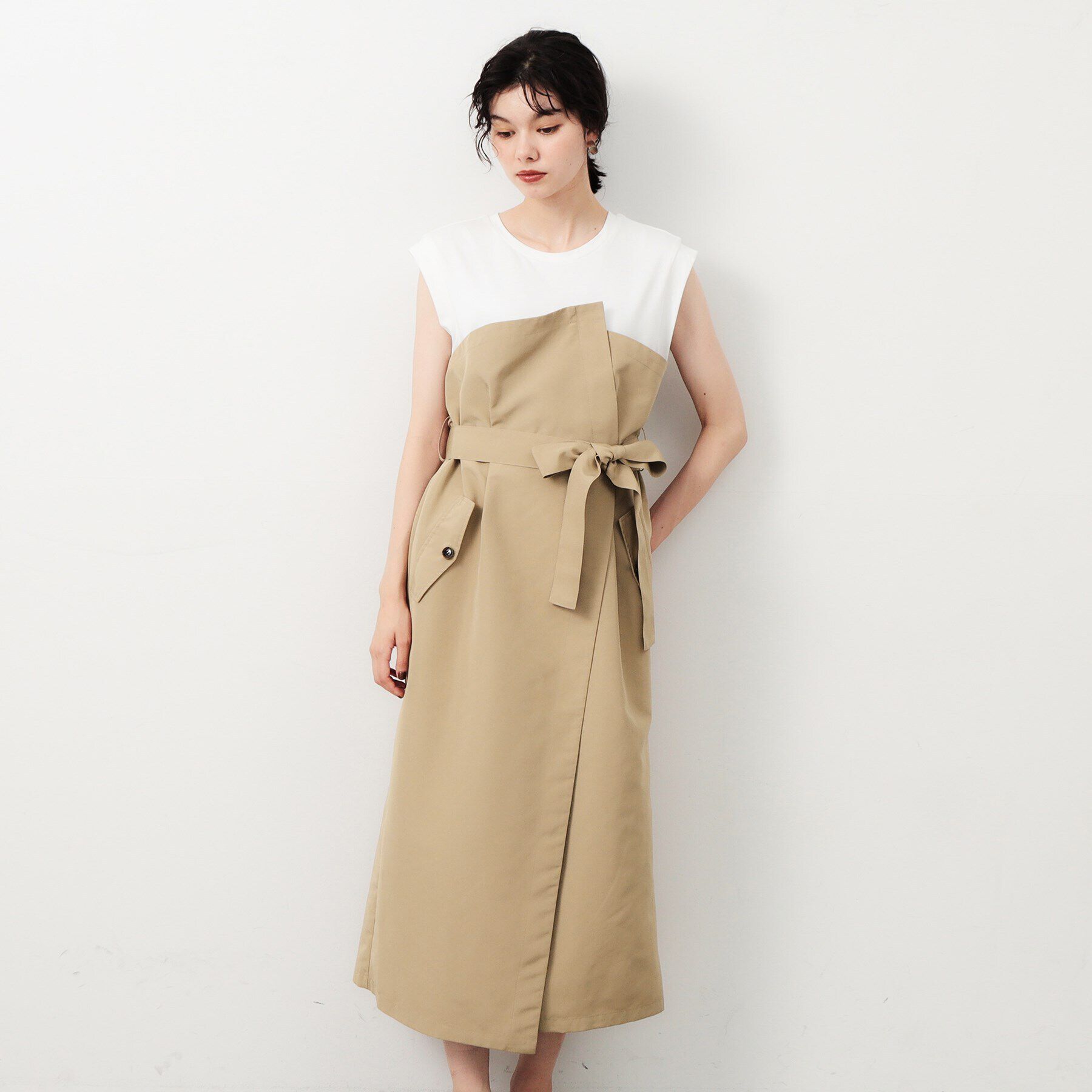 OPAQUE.CLIP「ベアトレンチ風ドッキングワンピース【洗濯機洗い可】」|ワンピース|