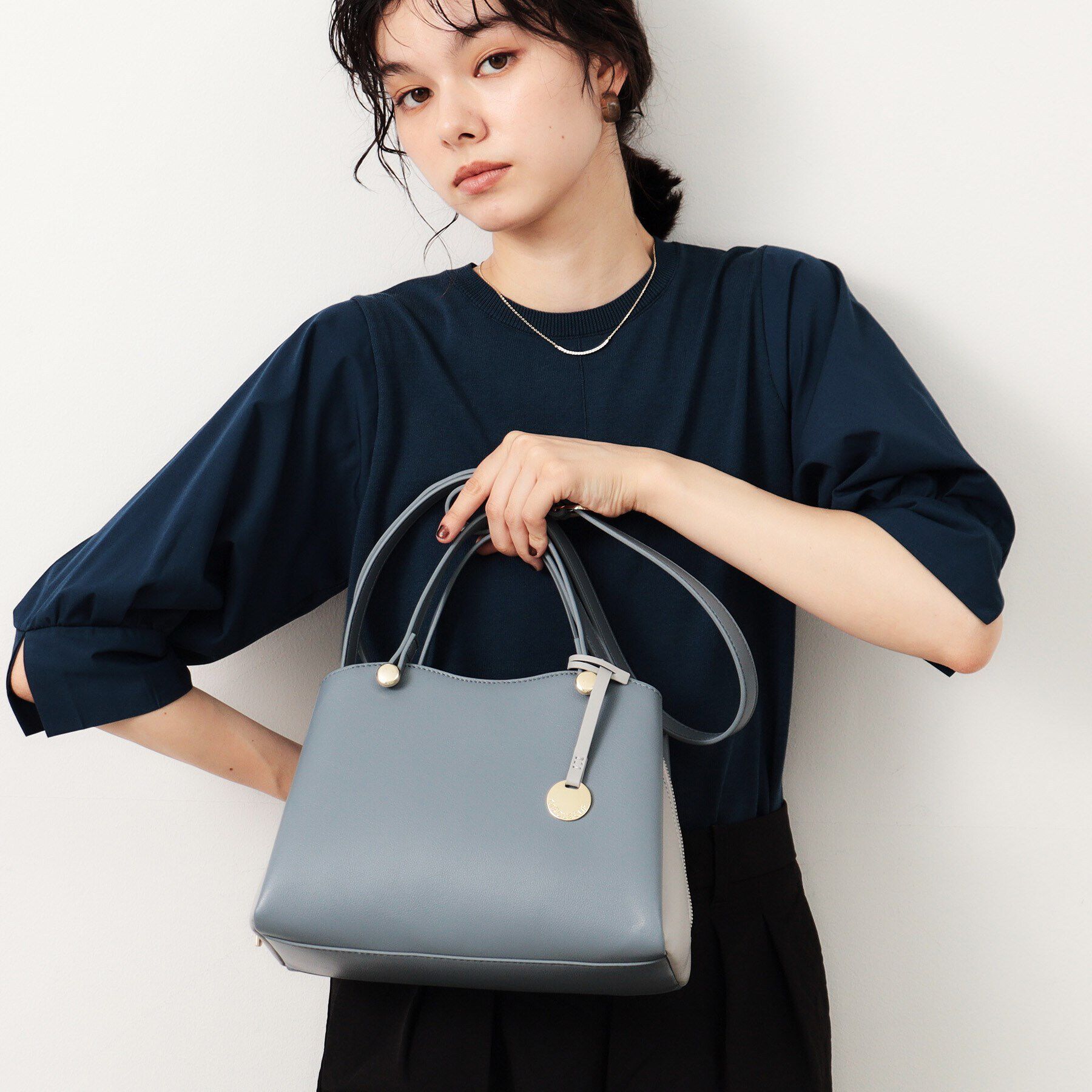 OPAQUE.CLIP「【2WAY】スムース合皮バイカラーミドルボストンバッグ」|ボストンバッグ|