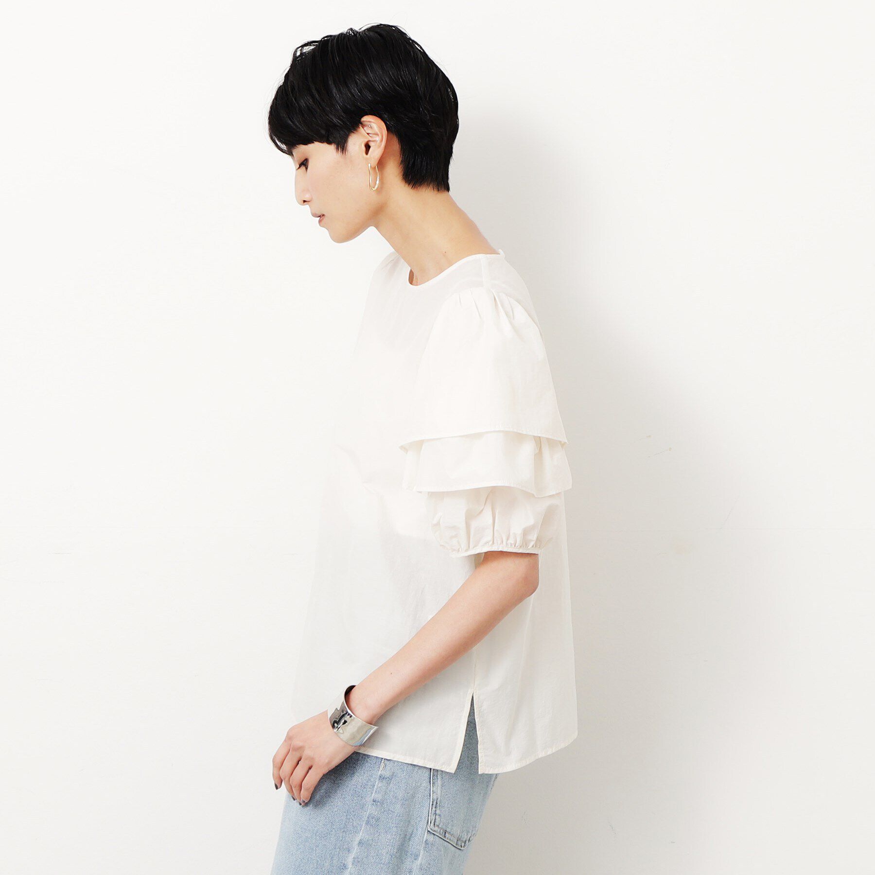 OPAQUE.CLIP「《美人百花掲載》フリル重ねスリーブブラウス【洗濯機洗い可】」|シャツ・ブラウス|