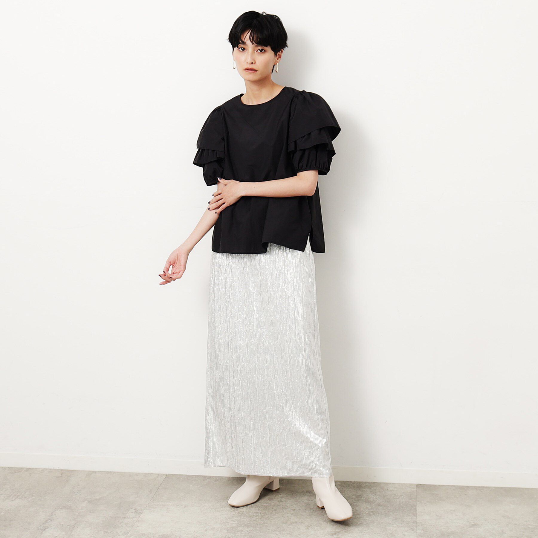 OPAQUE.CLIP「《美人百花掲載》フリル重ねスリーブブラウス【洗濯機洗い可】」|シャツ・ブラウス|