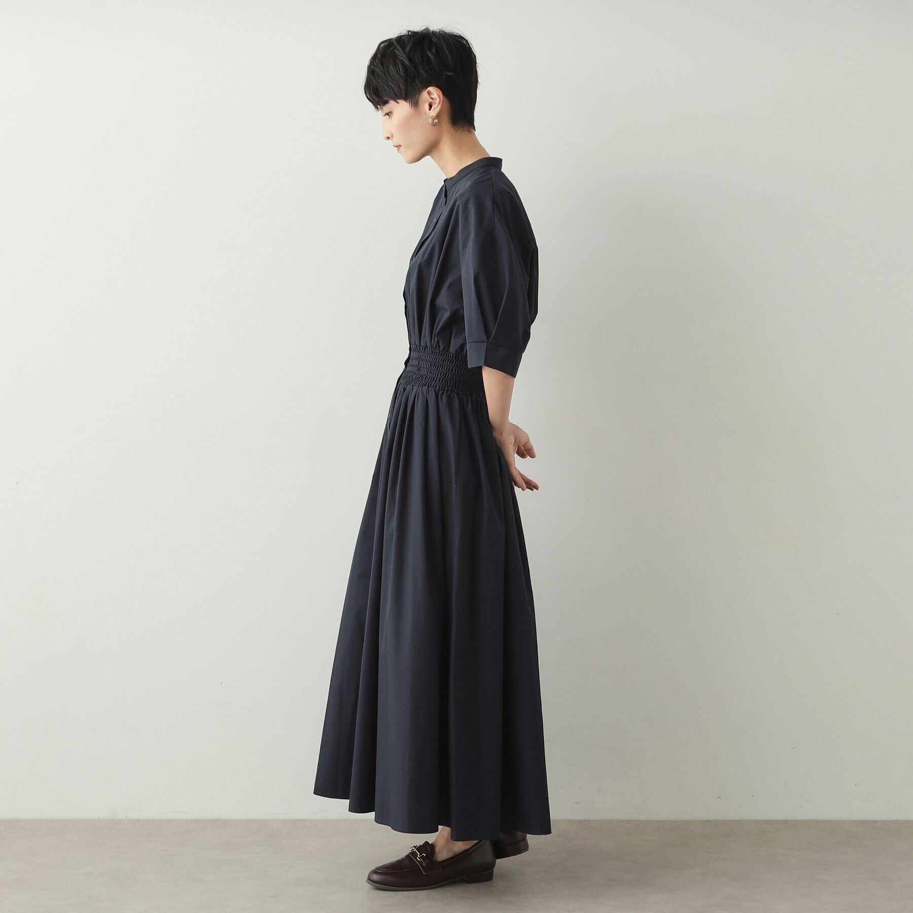 OPAQUE.CLIP「ウエストシャーリング シャツワンピース【洗濯機洗い可】」|ワンピース|