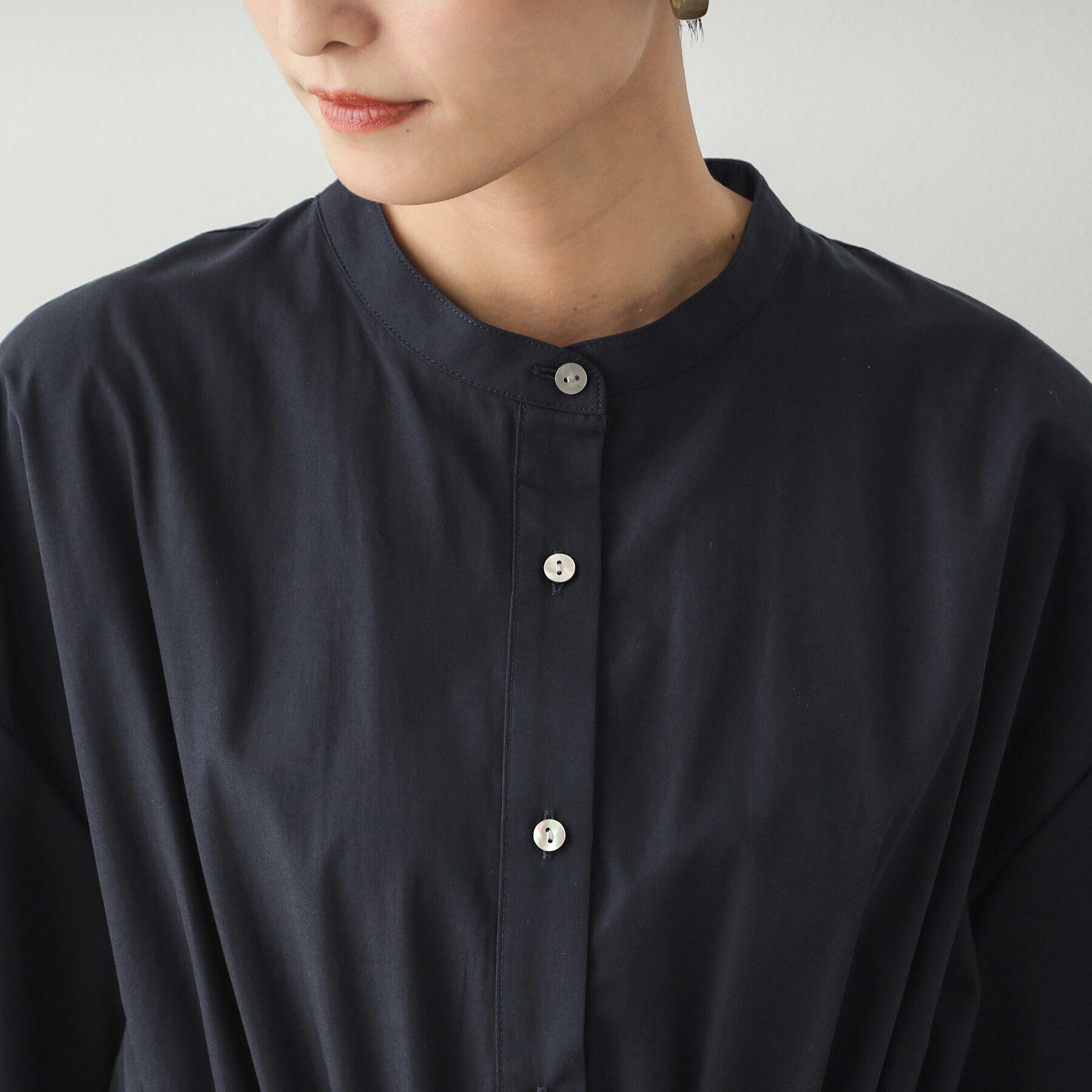 OPAQUE.CLIP「ウエストシャーリング シャツワンピース【洗濯機洗い可】」|ワンピース|