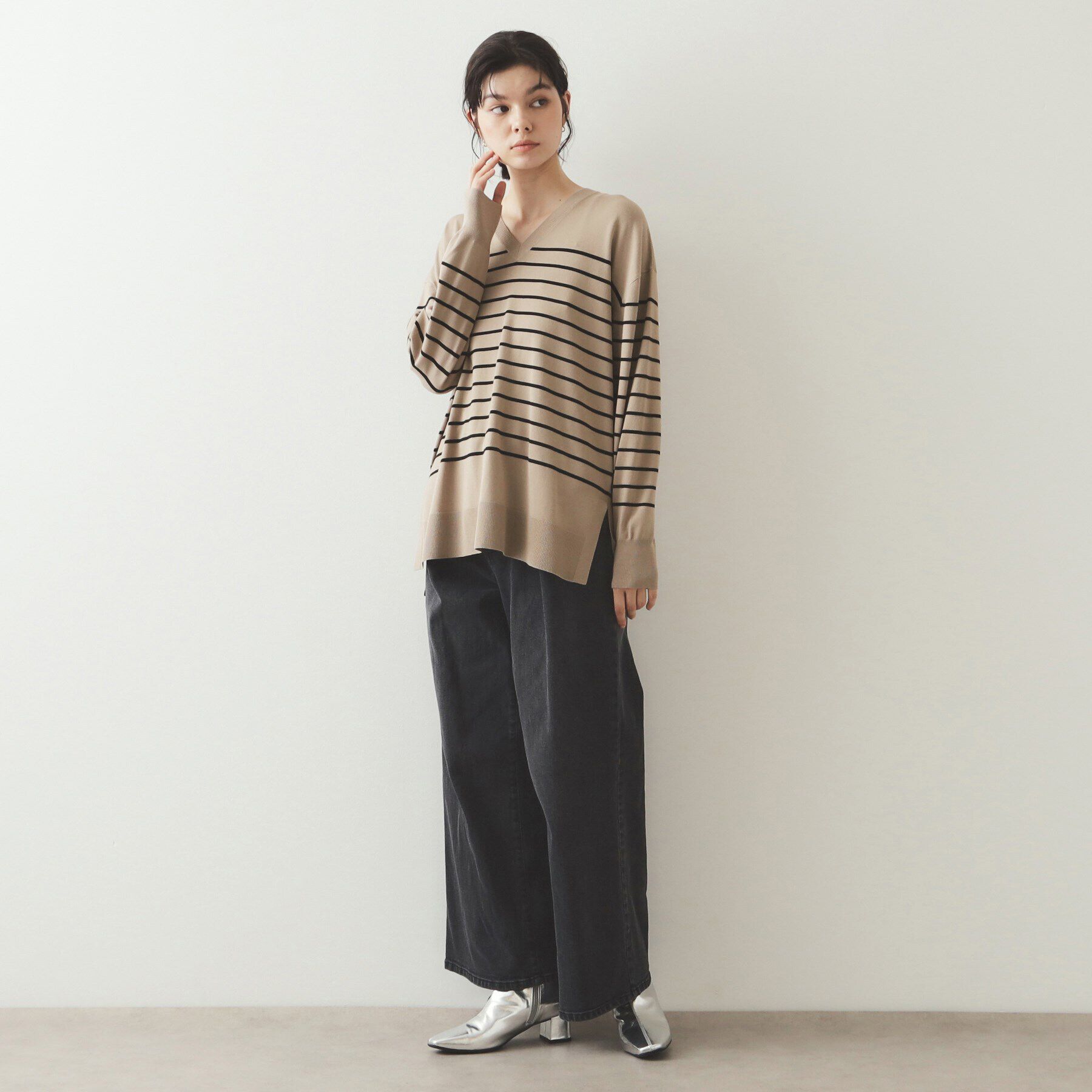 OPAQUE.CLIP「《S-LLsize》Vネックリラクシーニット【洗濯機洗い可/UVケア】」|ニット・セーター|