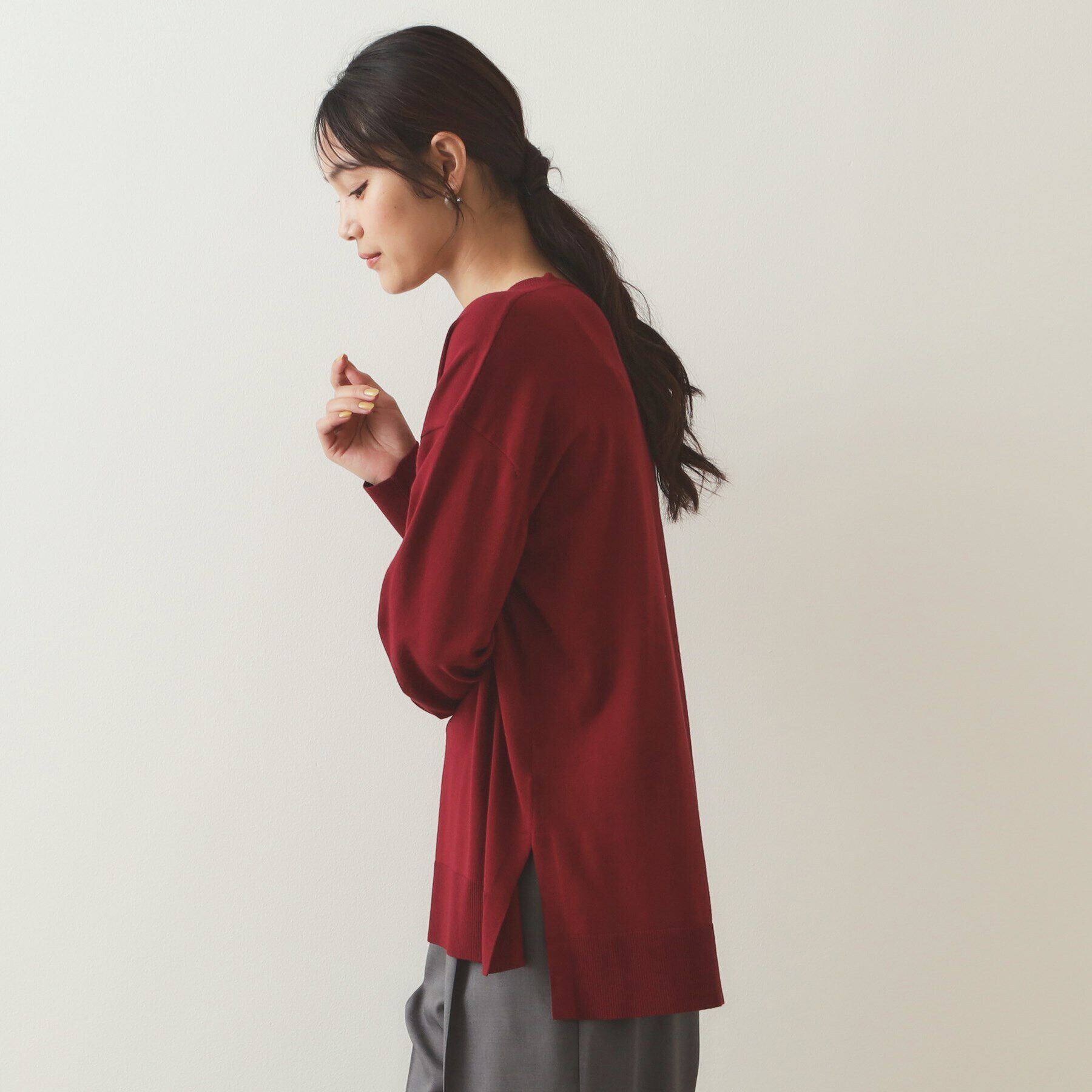 OPAQUE.CLIP「《S-LLsize》Vネックリラクシーニット【洗濯機洗い可/UVケア】」|ニット・セーター|