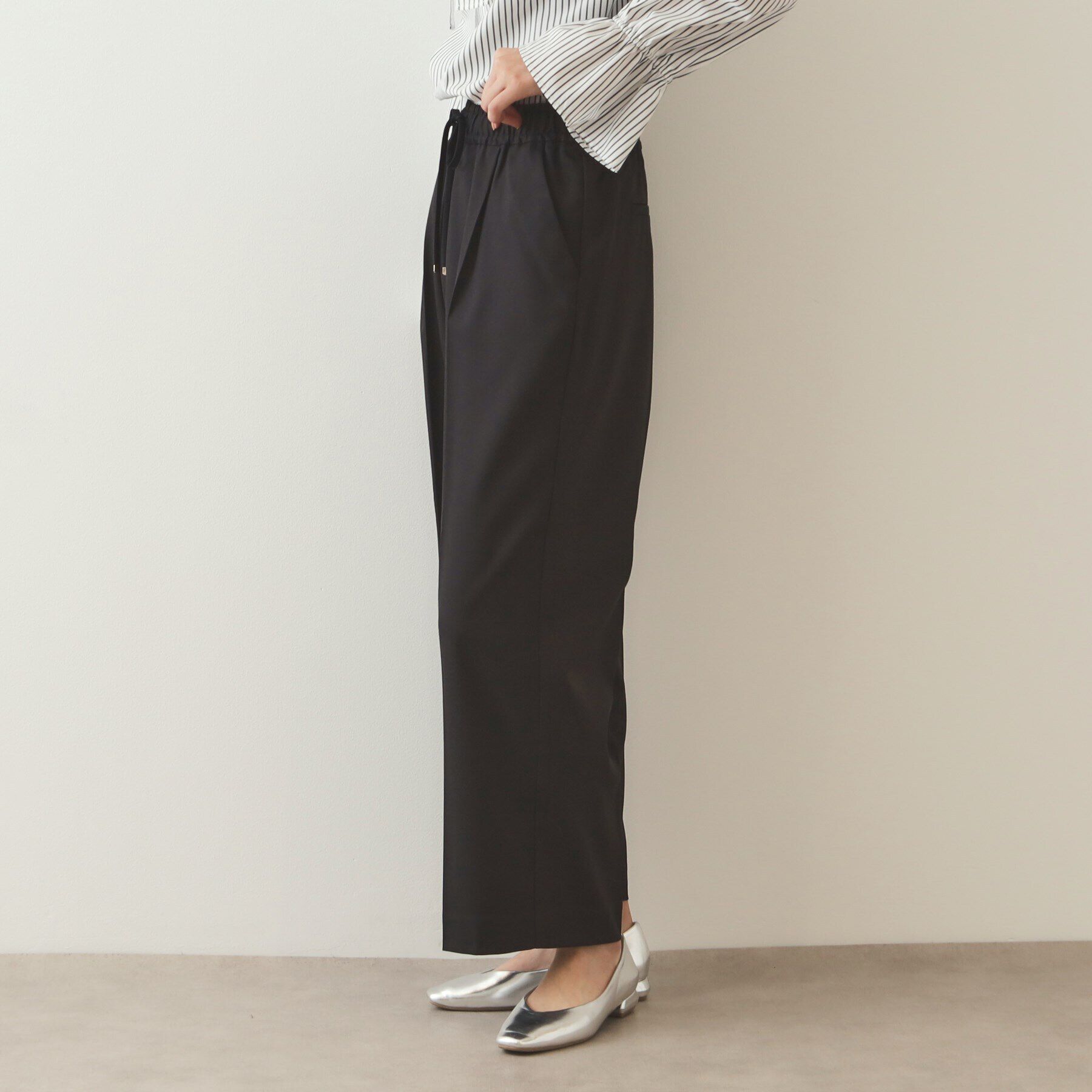 OPAQUE.CLIP「ストレッチ美脚イージーワイドパンツ【洗濯機洗い可】」|その他|ブラック(019)