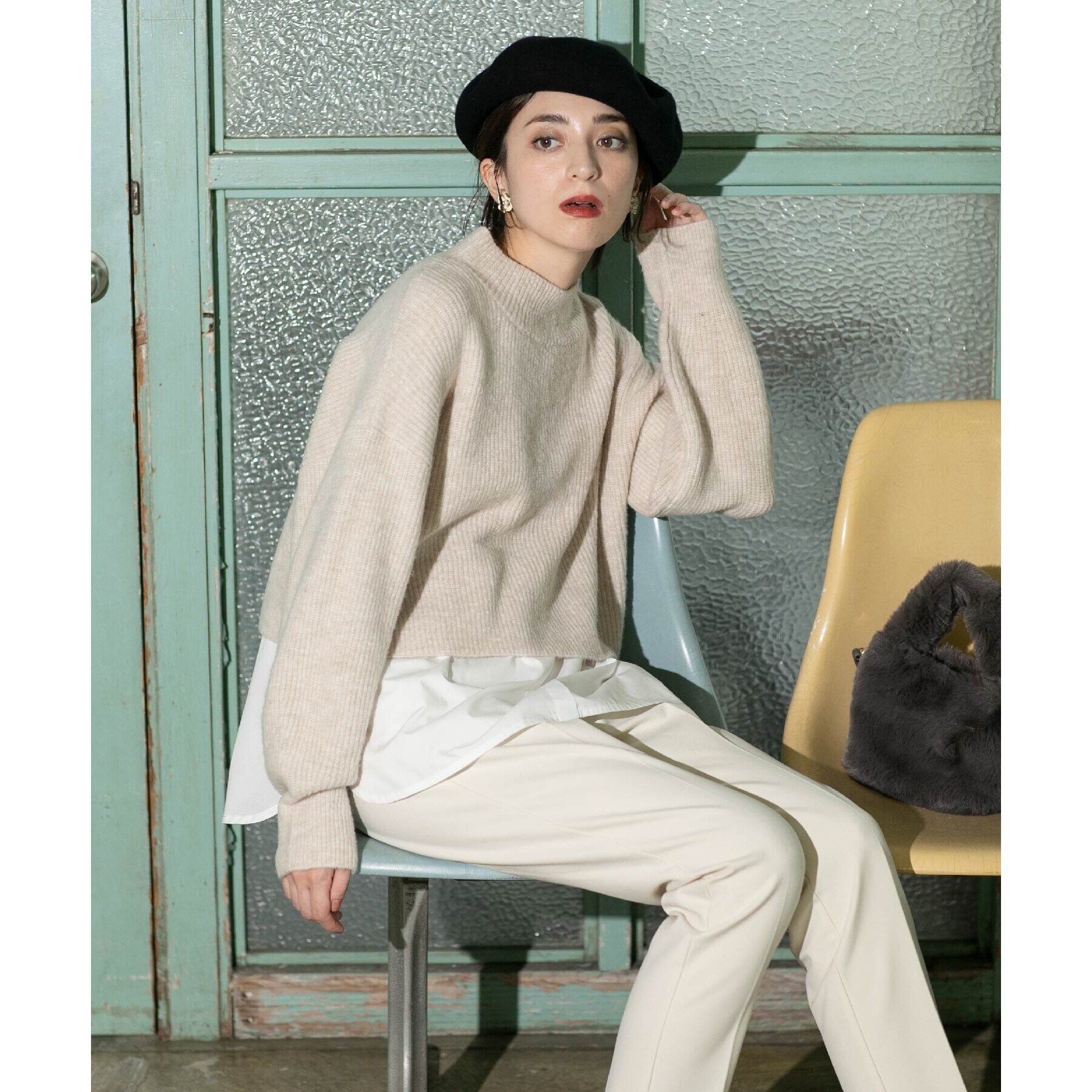 OPAQUE.CLIP「《ツインセット》ミドルゲージショートニット&times;ドッキングタンク【洗濯機洗い可】」|ニット・セーター|