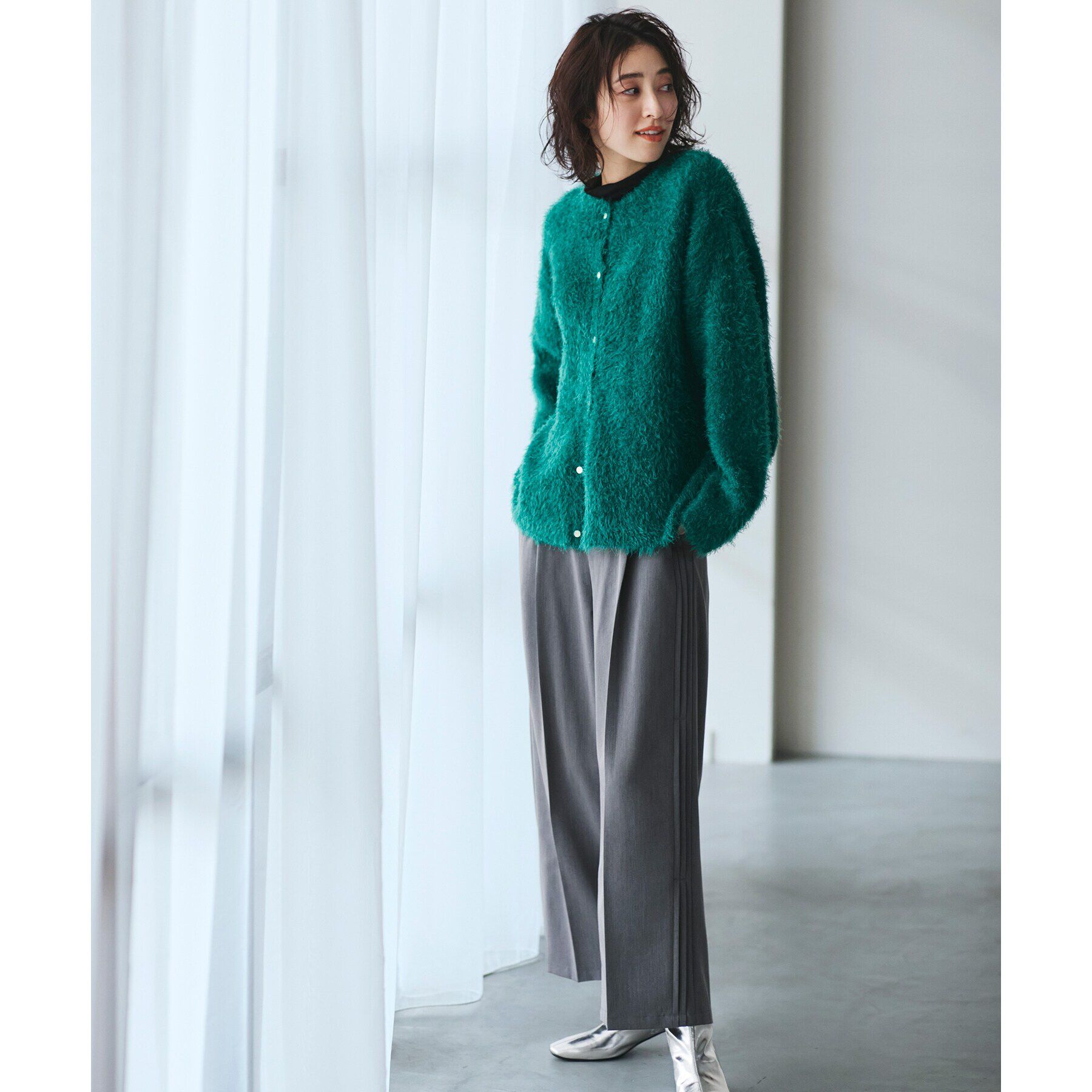 OPAQUE.CLIP「《BAILA掲載》シャギーニットミドルカーディガン【洗濯機洗い可】」|カーディガン|