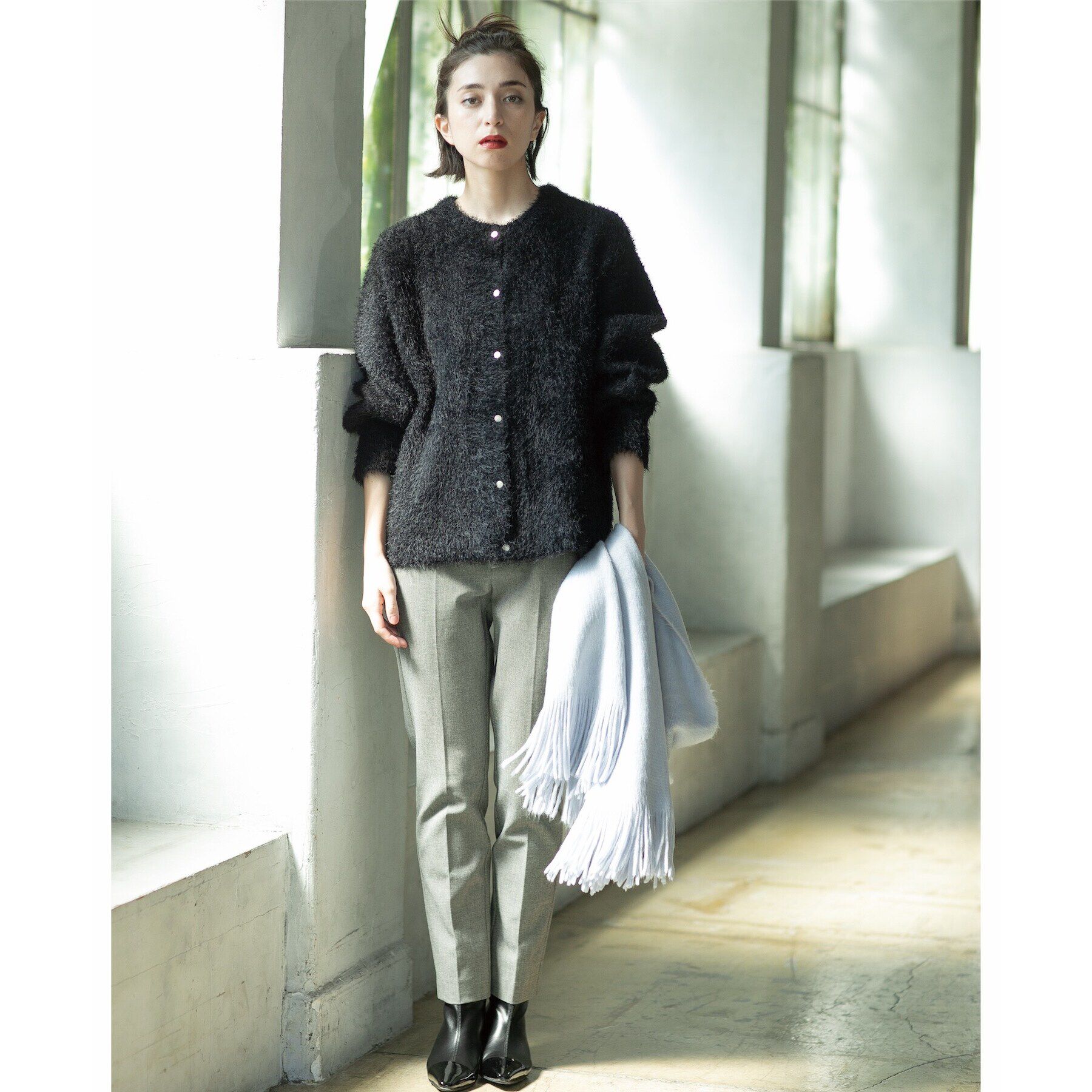 OPAQUE.CLIP「《BAILA掲載》シャギーニットミドルカーディガン【洗濯機洗い可】」|カーディガン|