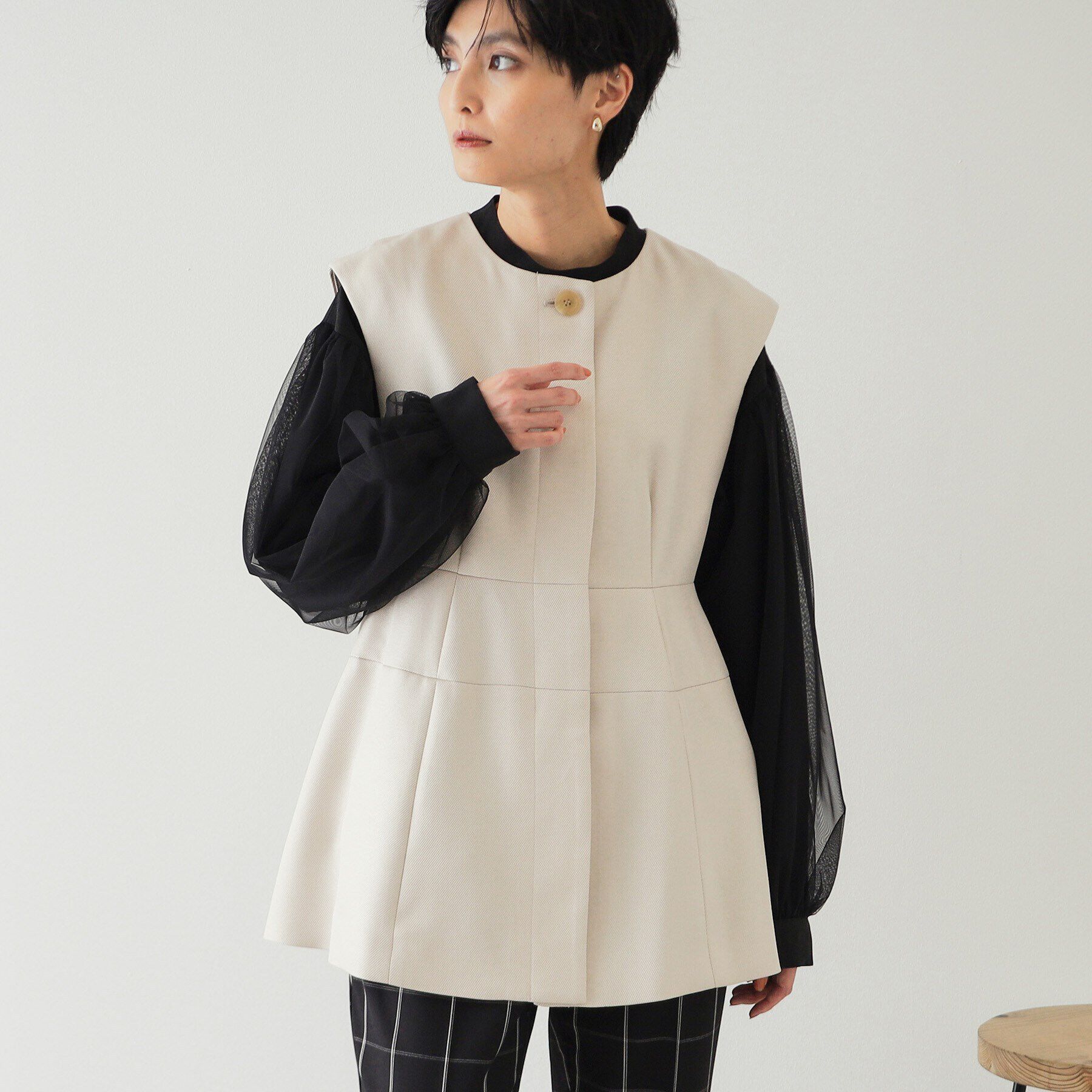 OPAQUE.CLIP「ウールライクペプラムジレ【洗濯機洗い可】」|ベスト・ジレ|