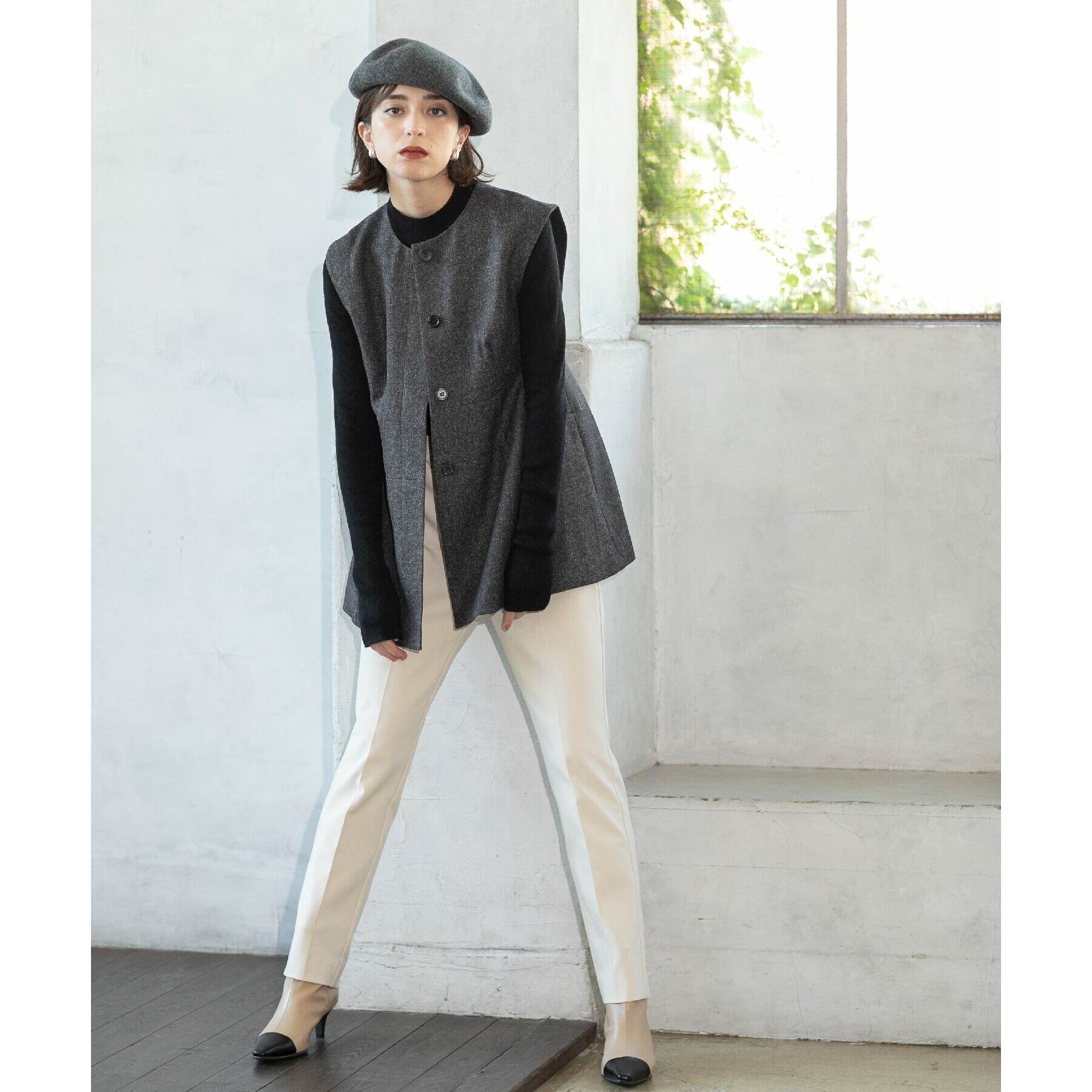 OPAQUE.CLIP「ウールライクペプラムジレ【洗濯機洗い可】」|ベスト・ジレ|