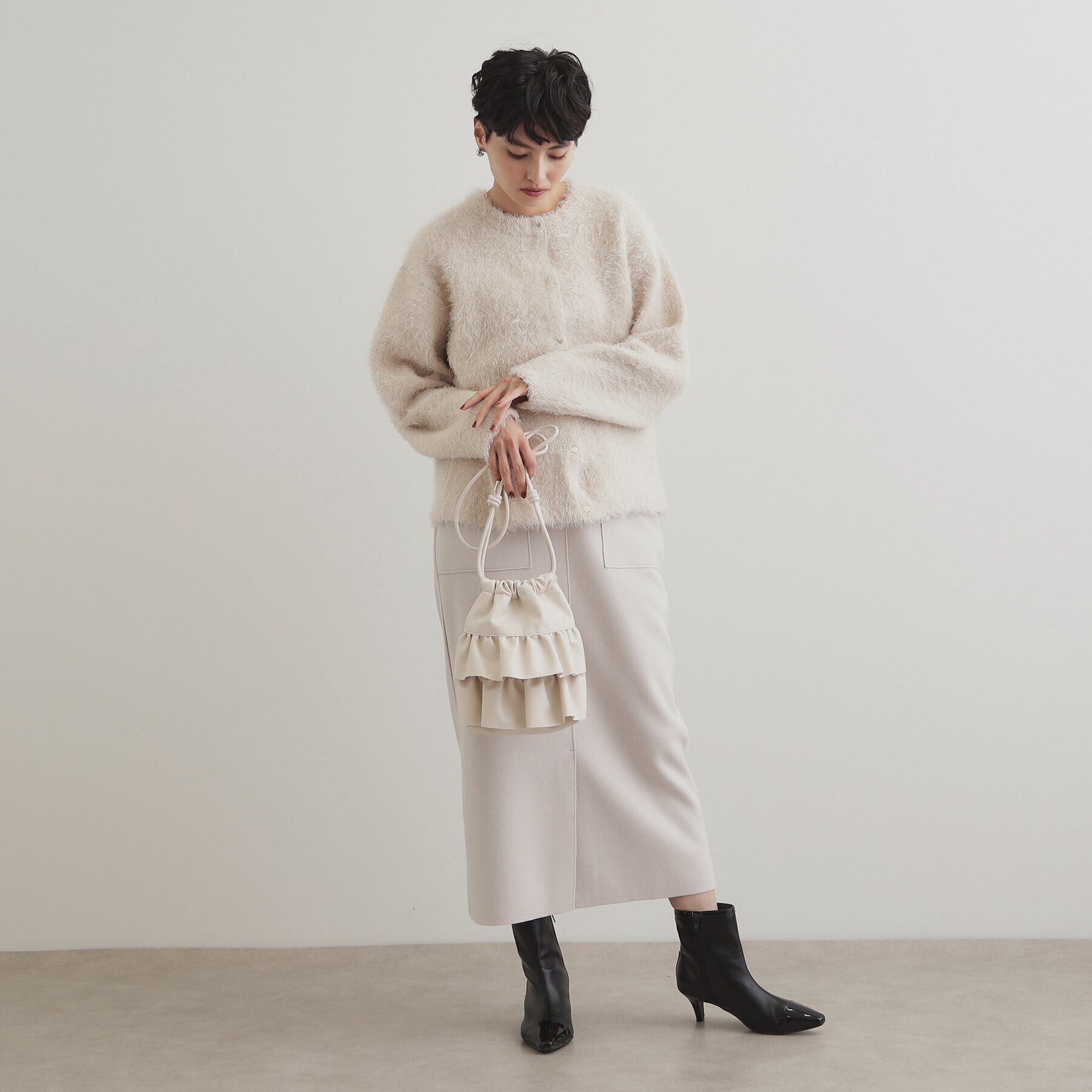 OPAQUE.CLIP「【長さ調整可能】合皮ティアードフリルミニショルダーバッグ」|ショルダー・メッセンジャー|