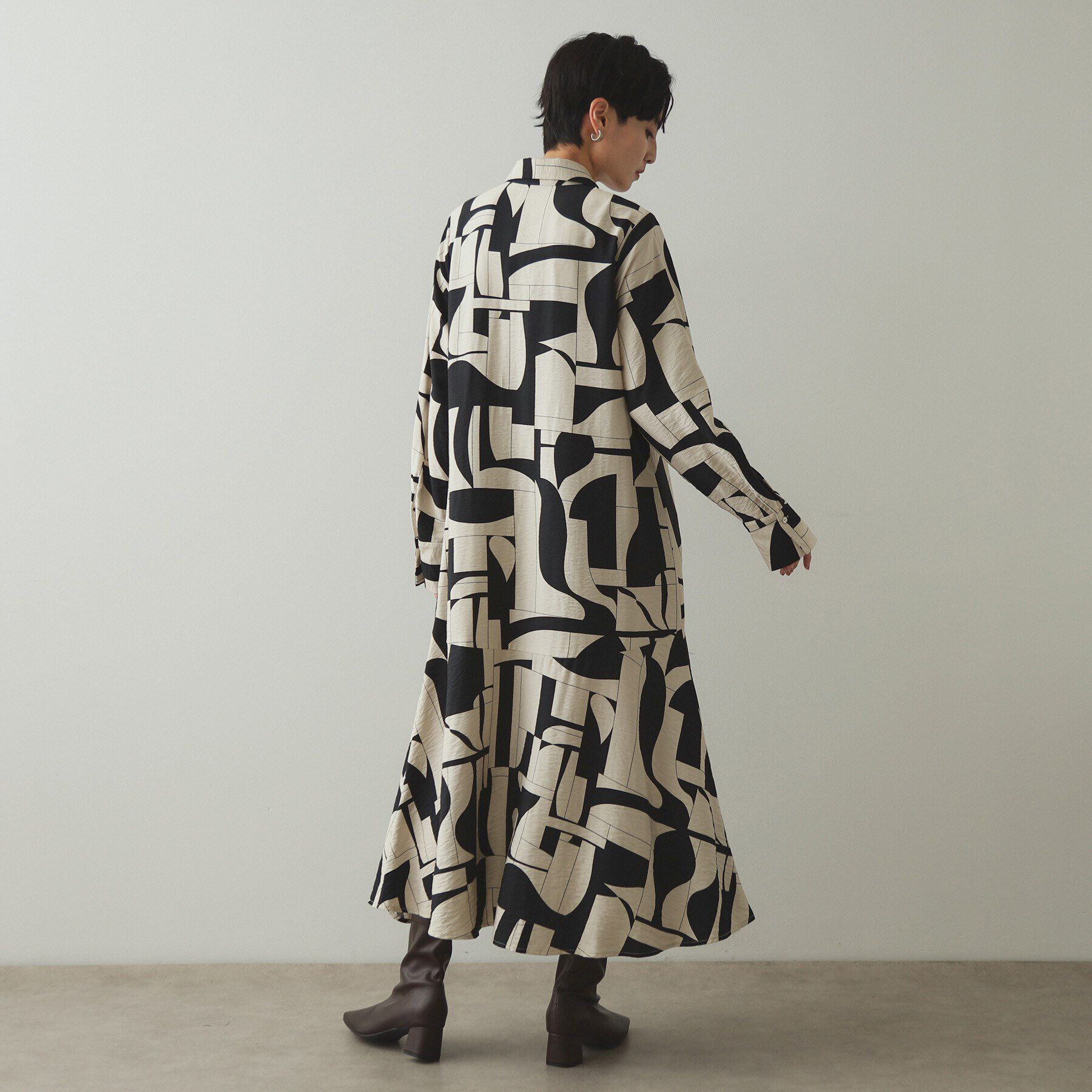 OPAQUE.CLIP「ジオメトリック/レオパードプリントワンピース」|ワンピース|