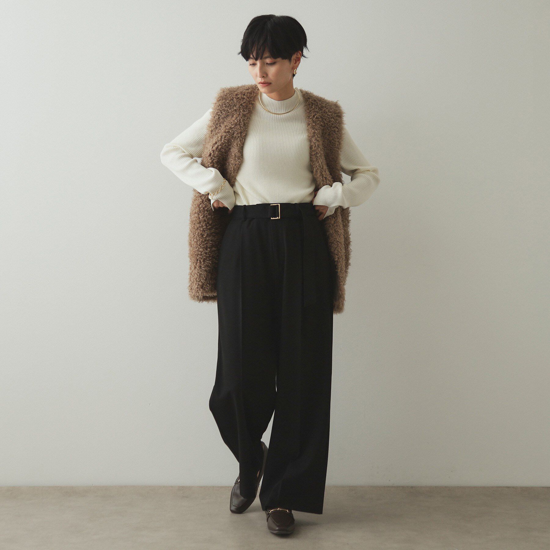 OPAQUE.CLIP「ベルト付きタックワイドパンツ/セットアップ対応【洗濯機洗い可】」|その他|