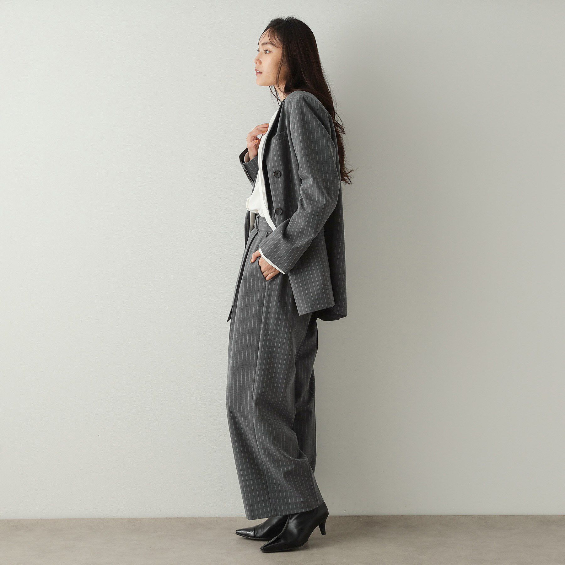 OPAQUE.CLIP「ベルト付きタックワイドパンツ/セットアップ対応【洗濯機洗い可】」|その他|