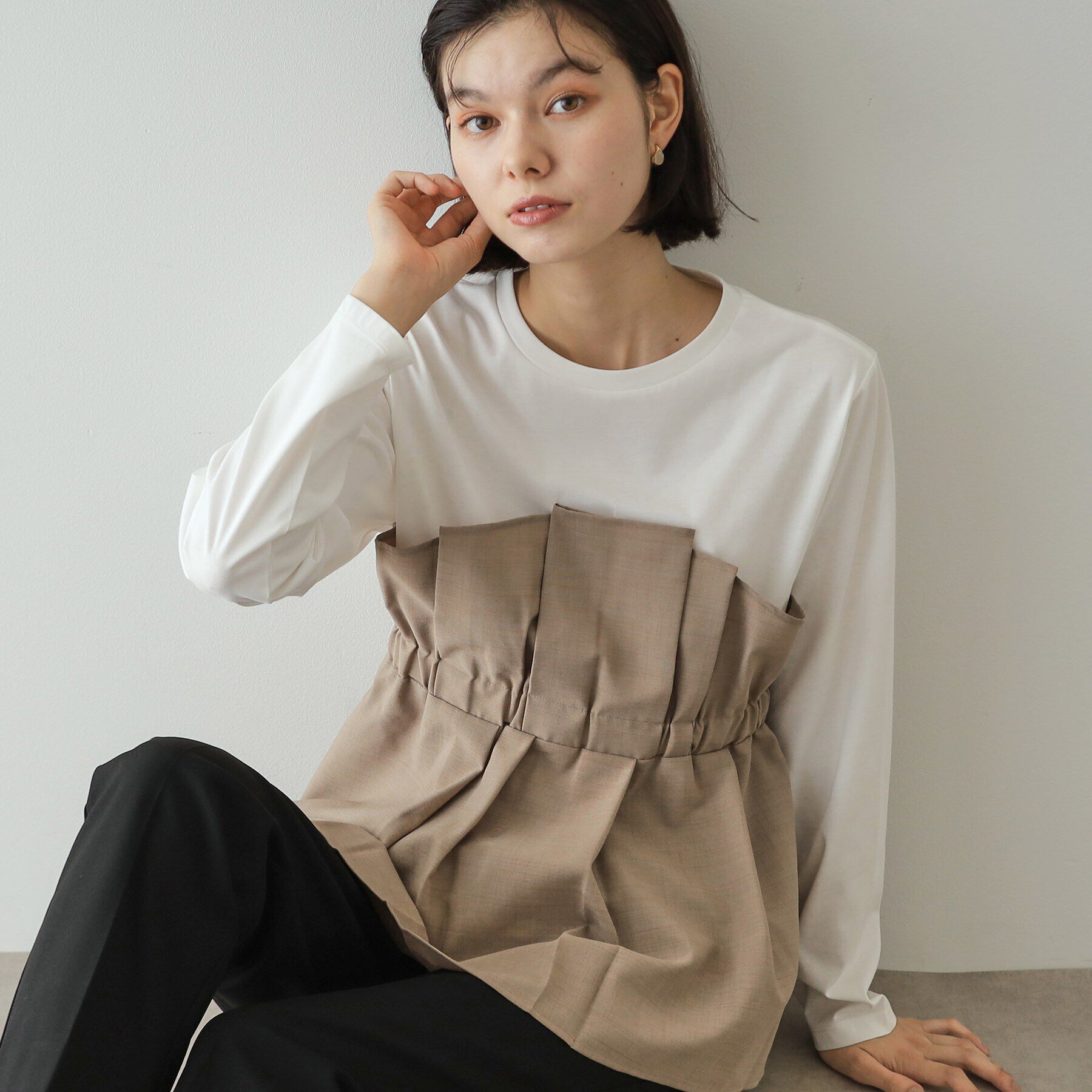 OPAQUE.CLIP「ビスチェドッキングカットソー【洗濯機洗い可】」|Tシャツ・カットソー|ベージュ(552)