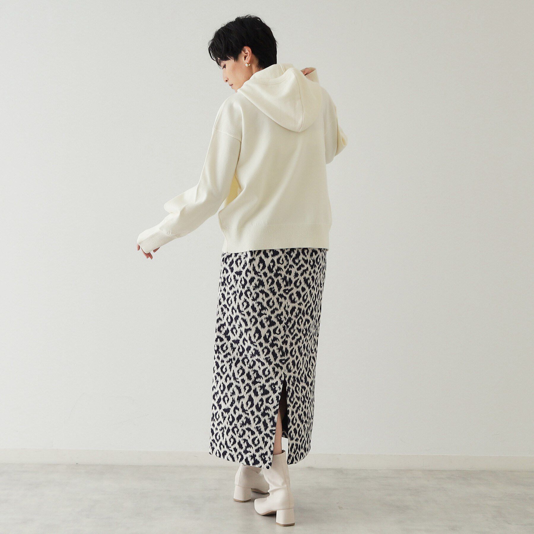 OPAQUE.CLIP「レオパードジャカード ナロースカート【洗濯機洗い可】」|スカート|