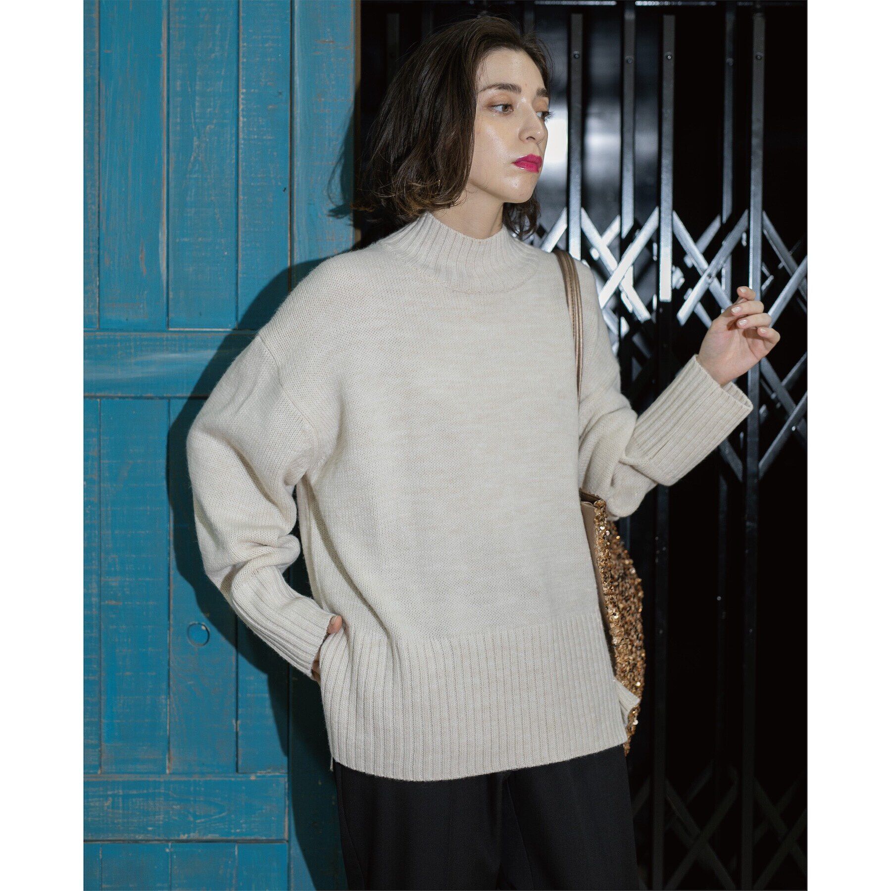 OPAQUE.CLIP「《10color/S-LLsize》ハイネックミドルゲージニット【洗濯機洗い可】」|ニット・セーター|