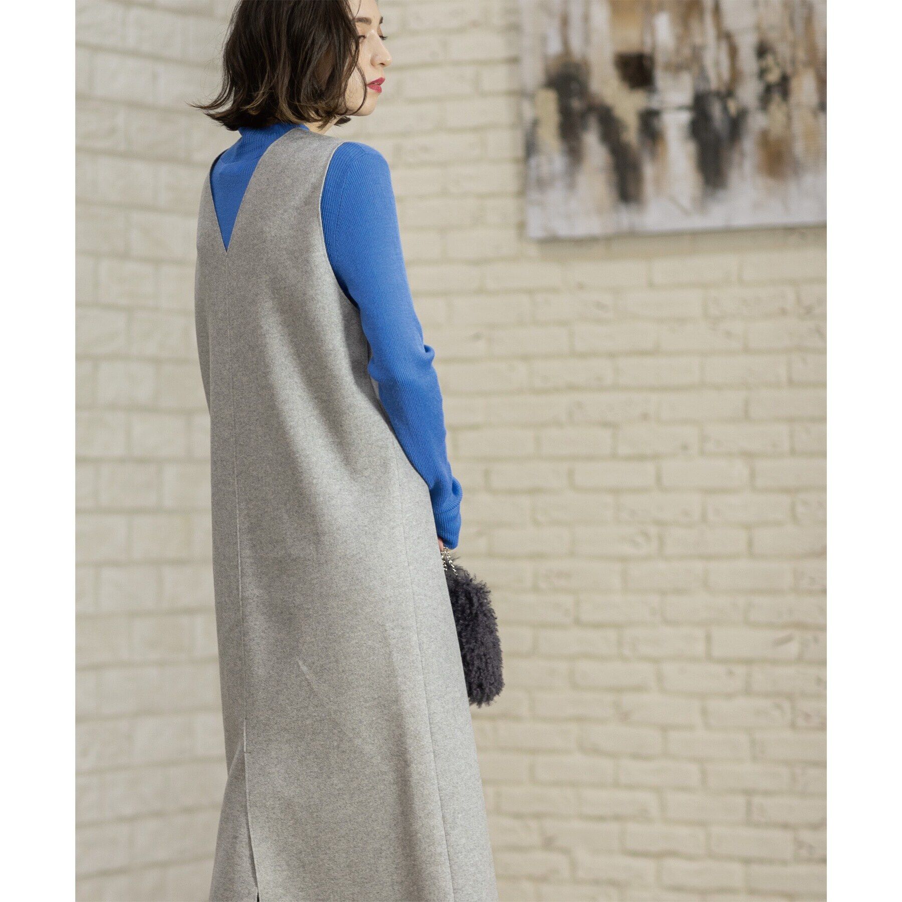 OPAQUE.CLIP「ウールライクメルトン ジャンパードレス【洗濯機洗い可】」|ワンピース|