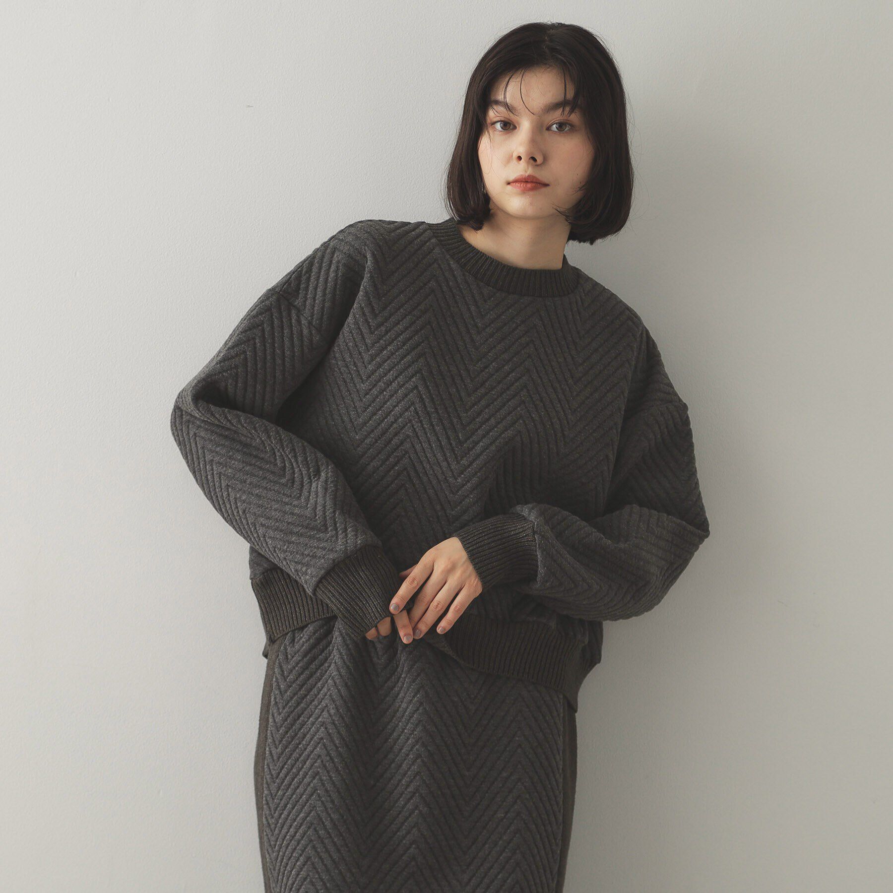 OPAQUE.CLIP「キルティングジャカードトップス/セットアップ対応【洗濯機洗い可】」|Tシャツ・カットソー|