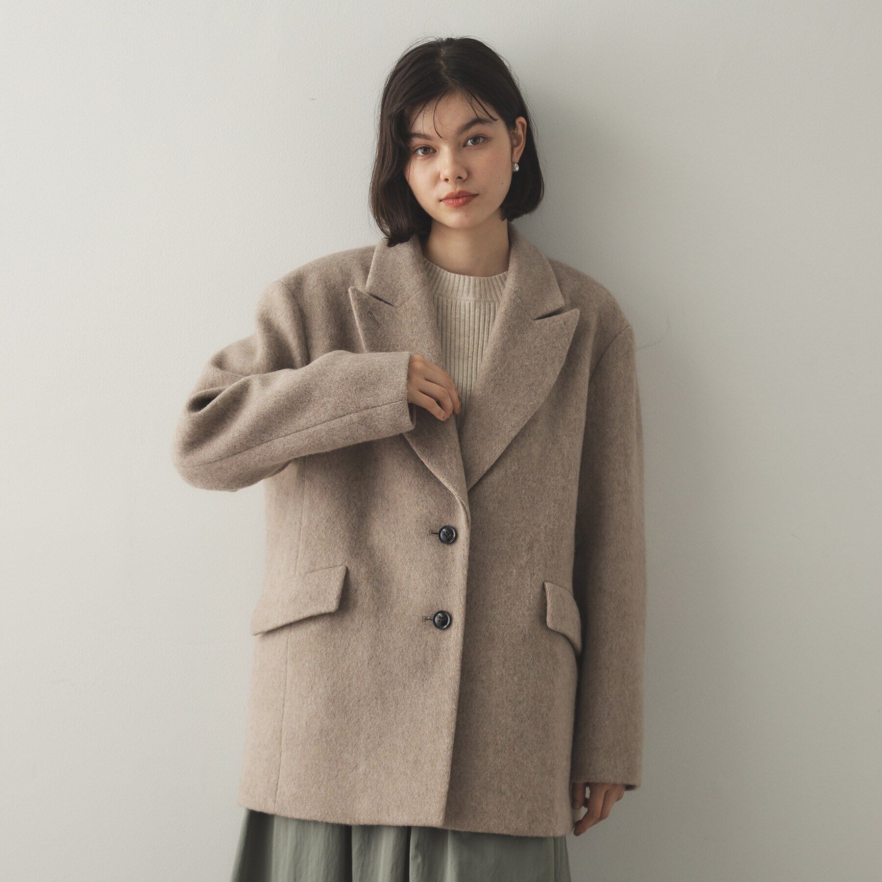 OPAQUE.CLIP「《Oggi掲載》シャギーウール混 テーラードコート」|チェスターコート|