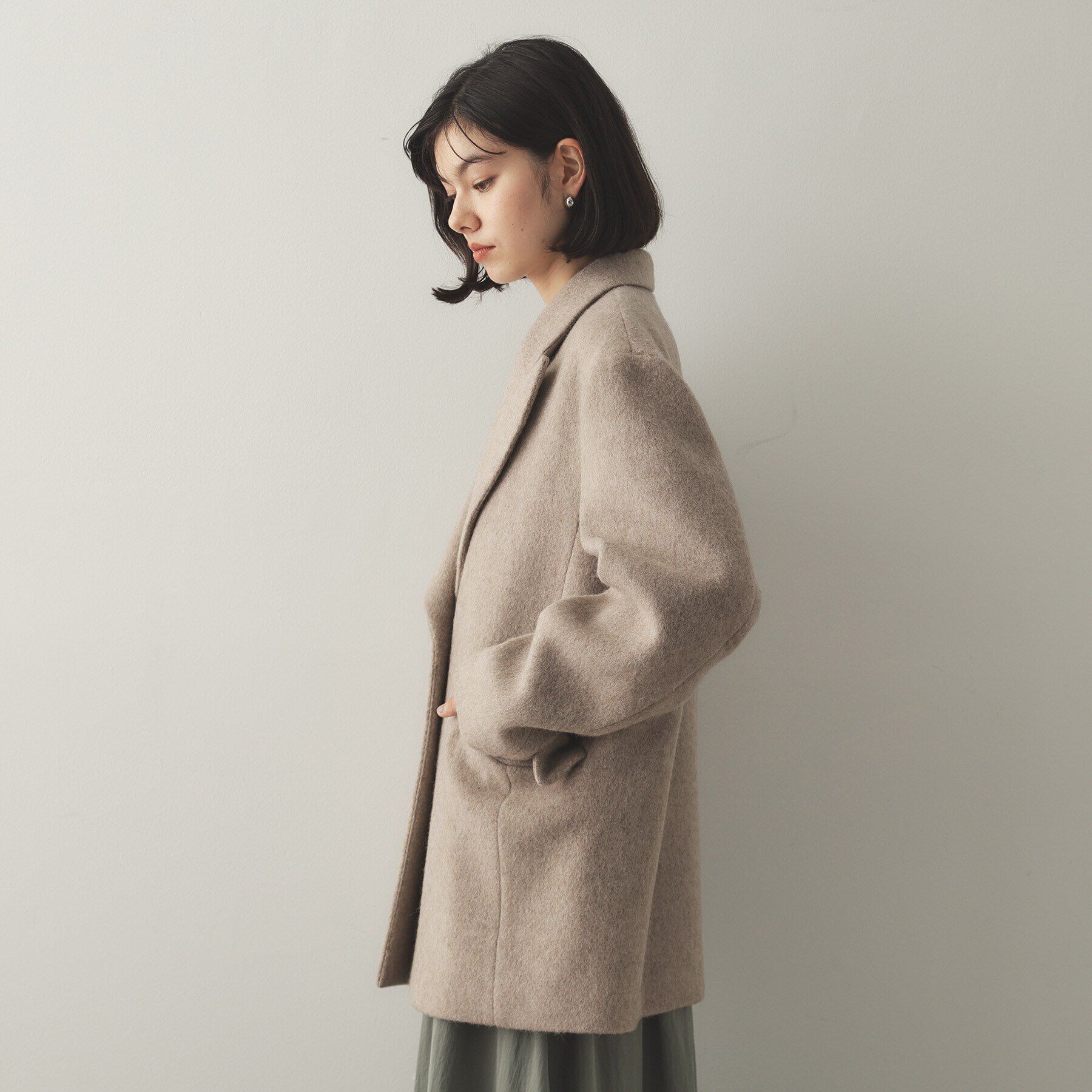 OPAQUE.CLIP「《Oggi掲載》シャギーウール混 テーラードコート」|チェスターコート|