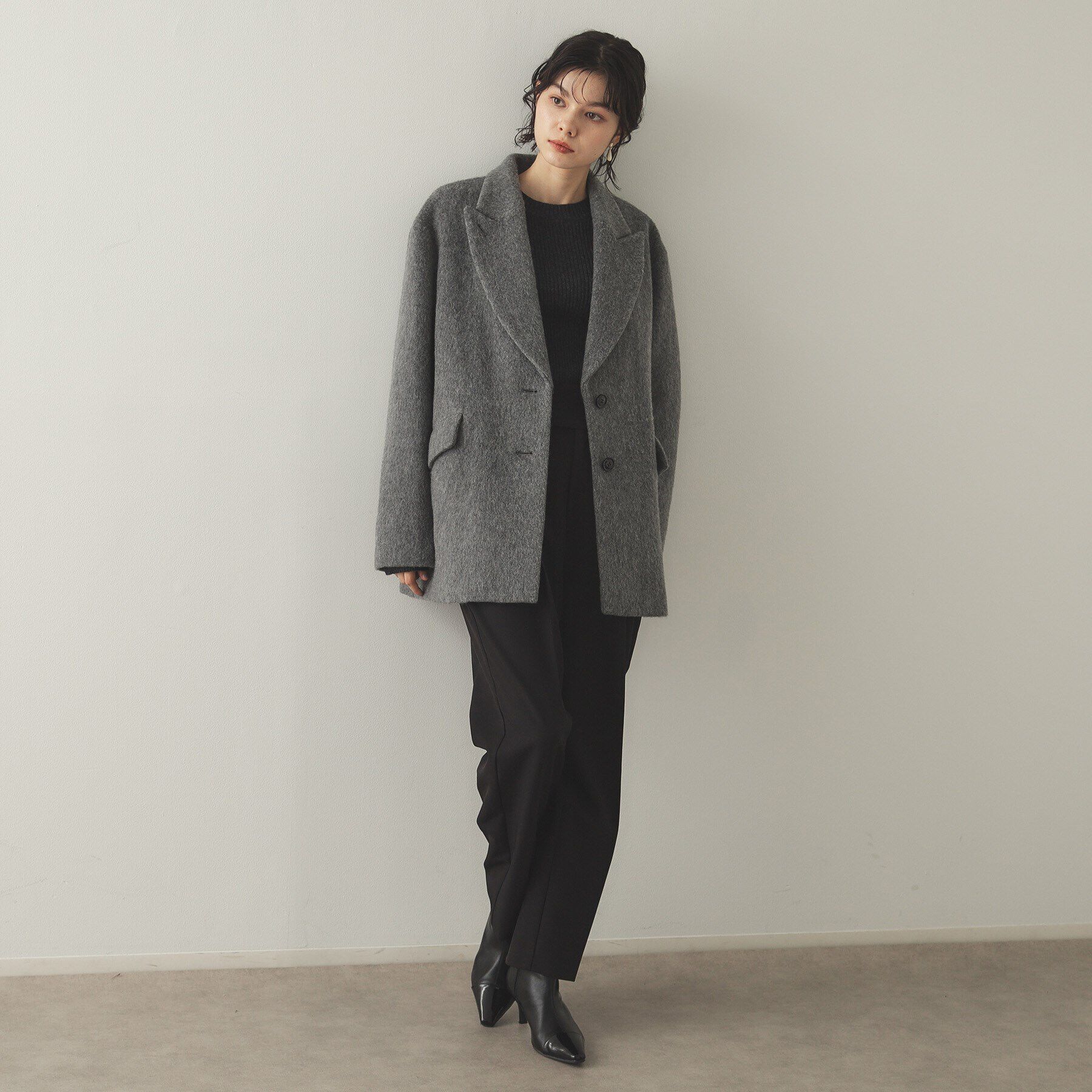OPAQUE.CLIP「《Oggi掲載》シャギーウール混 テーラードコート」|チェスターコート|