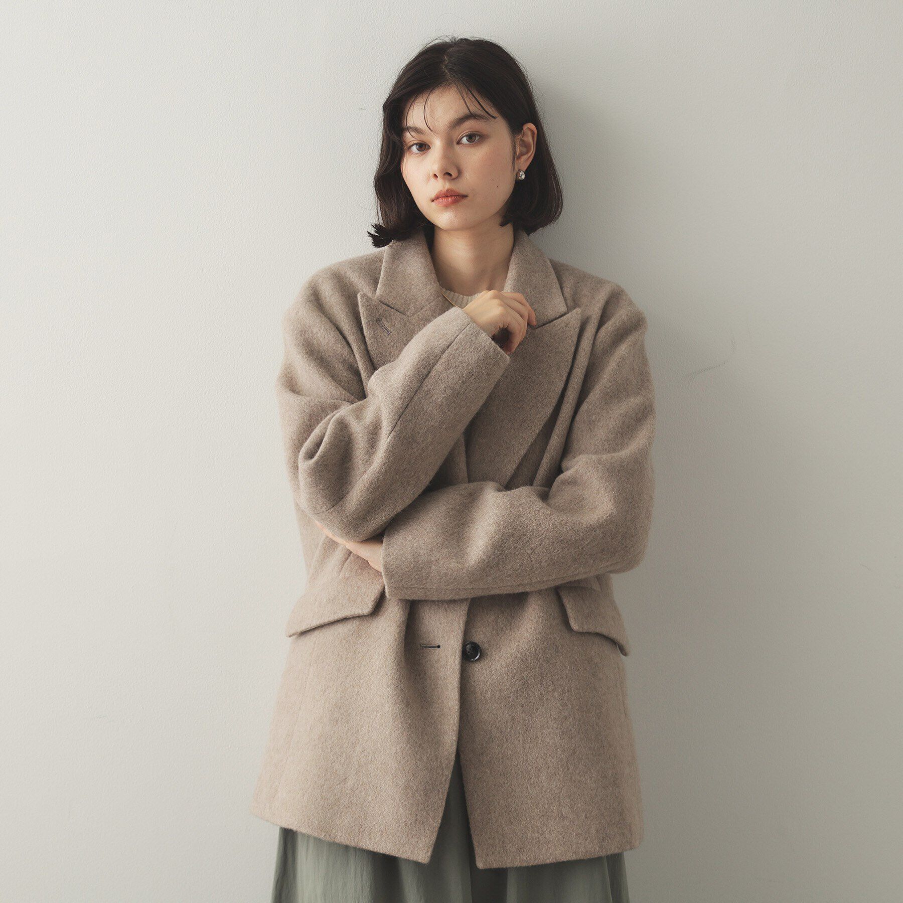 OPAQUE.CLIP「《Oggi掲載》シャギーウール混 テーラードコート」|チェスターコート|