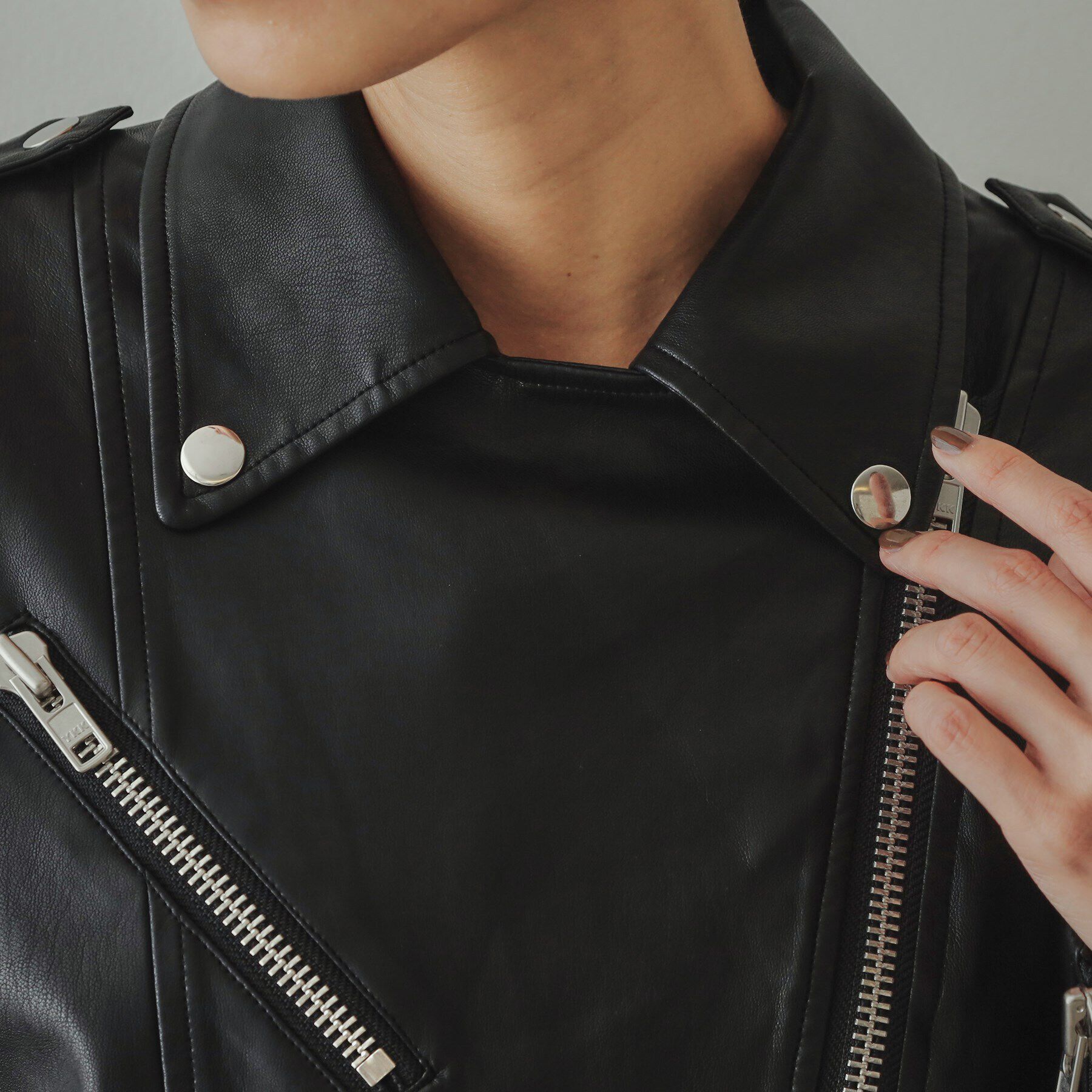 OPAQUE.CLIP「【大草直子さんコラボ】ショート丈ライダースジャケット」|ライダースジャケット|