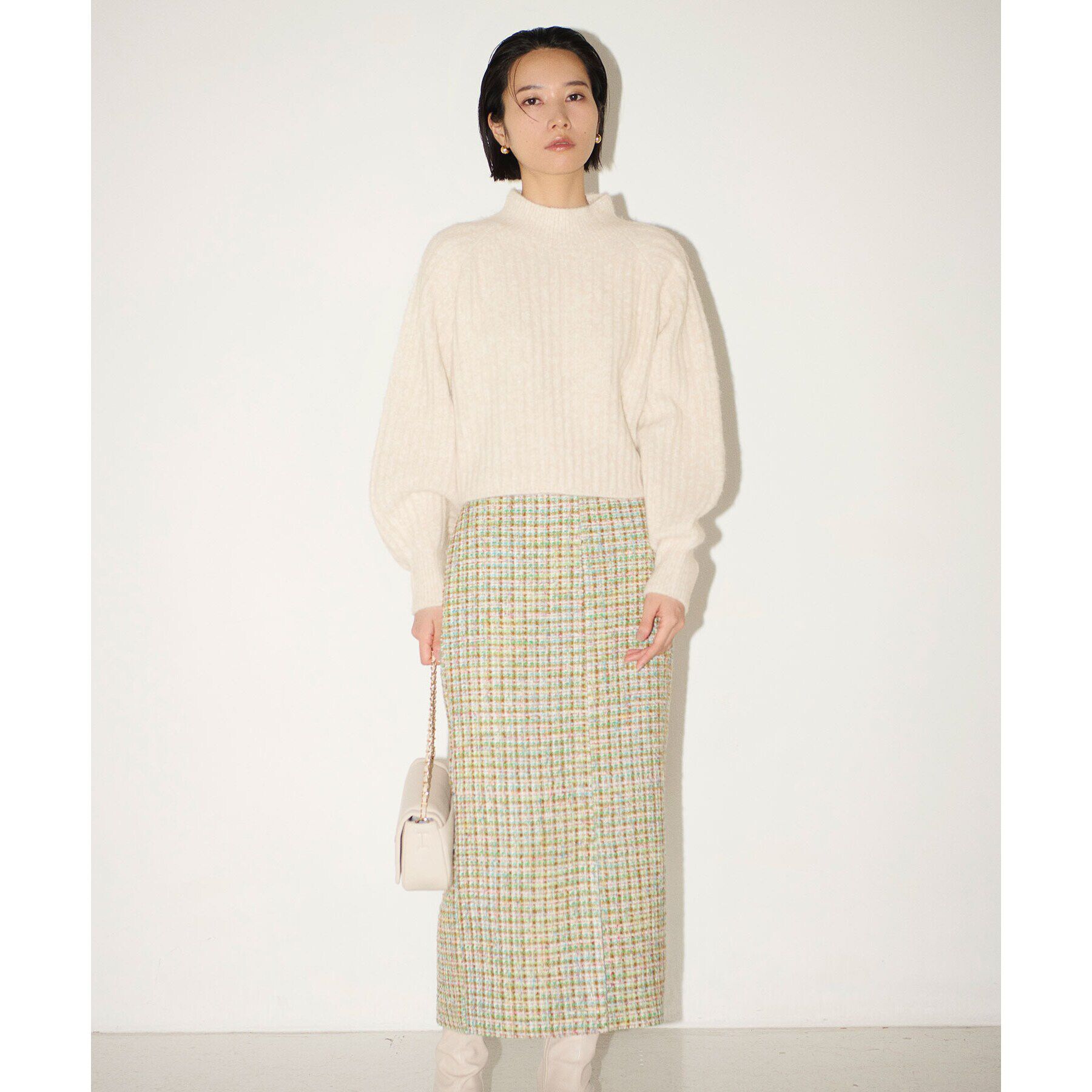 OPAQUE.CLIP「《Oggi掲載》ファンシーツイードナロースカート【洗濯機洗い可】」|スカート|