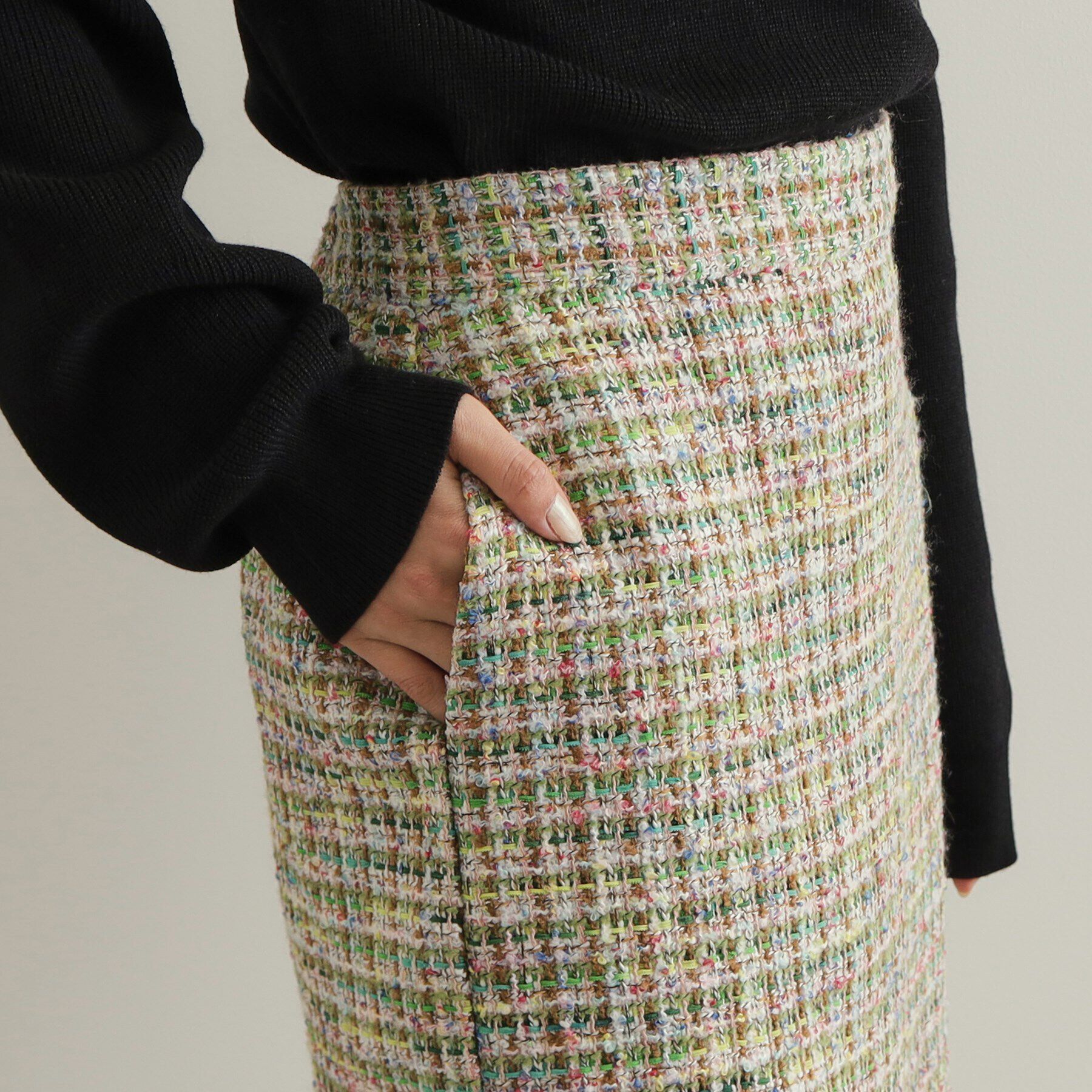 OPAQUE.CLIP「《Oggi掲載》ファンシーツイードナロースカート【洗濯機洗い可】」|スカート|