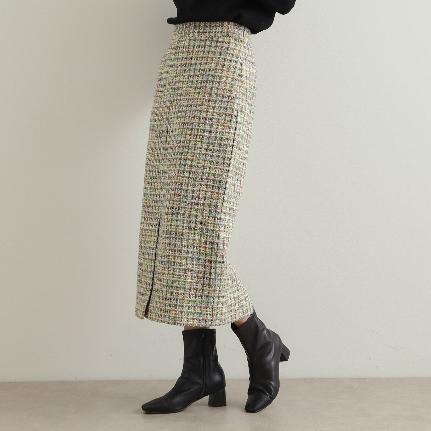 OPAQUE.CLIP「《Oggi掲載》ファンシーツイードナロースカート【洗濯機洗い可】」|スカート|