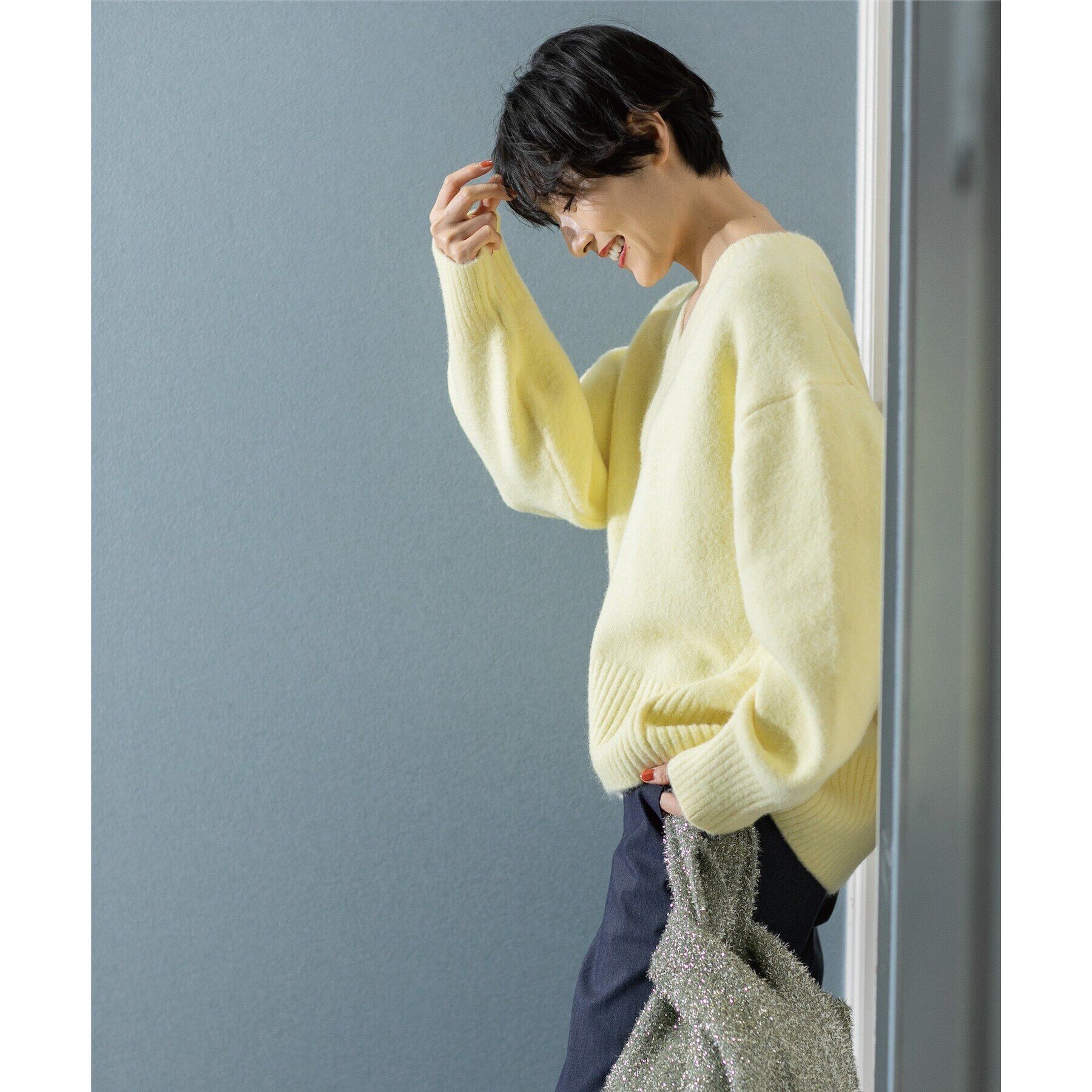 OPAQUE.CLIP「《7color》ふわふわVネックニット【洗濯機洗い可】」|ニット・セーター|