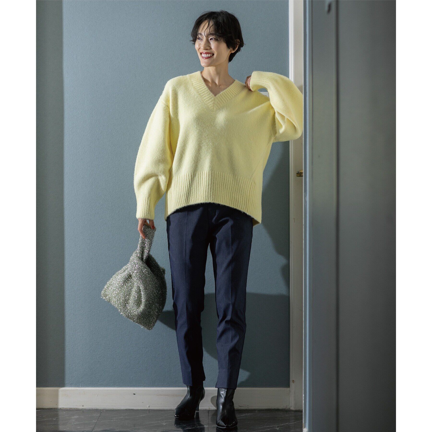 OPAQUE.CLIP「《7color》ふわふわVネックニット【洗濯機洗い可】」|ニット・セーター|