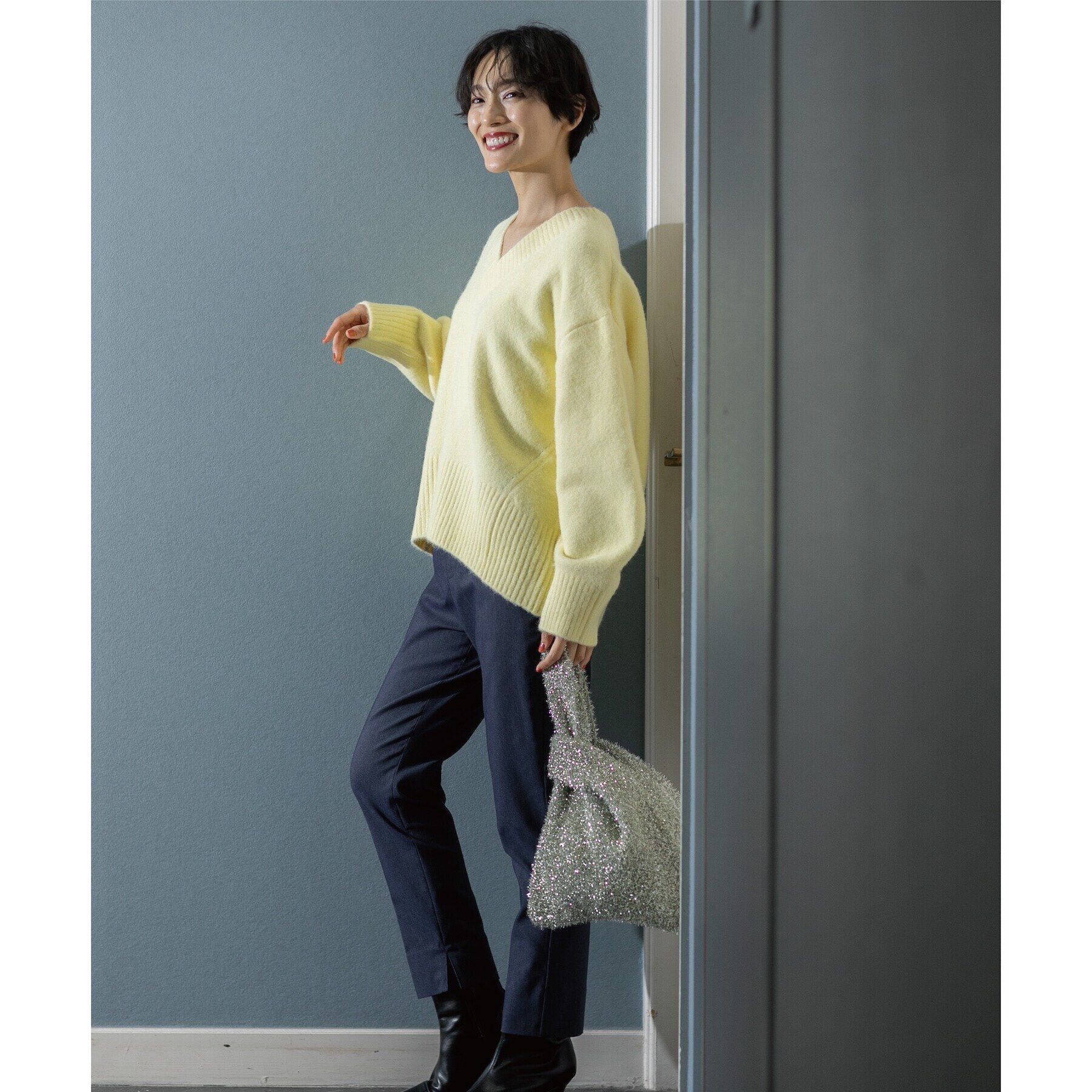 OPAQUE.CLIP「《7color》ふわふわVネックニット【洗濯機洗い可】」|ニット・セーター|