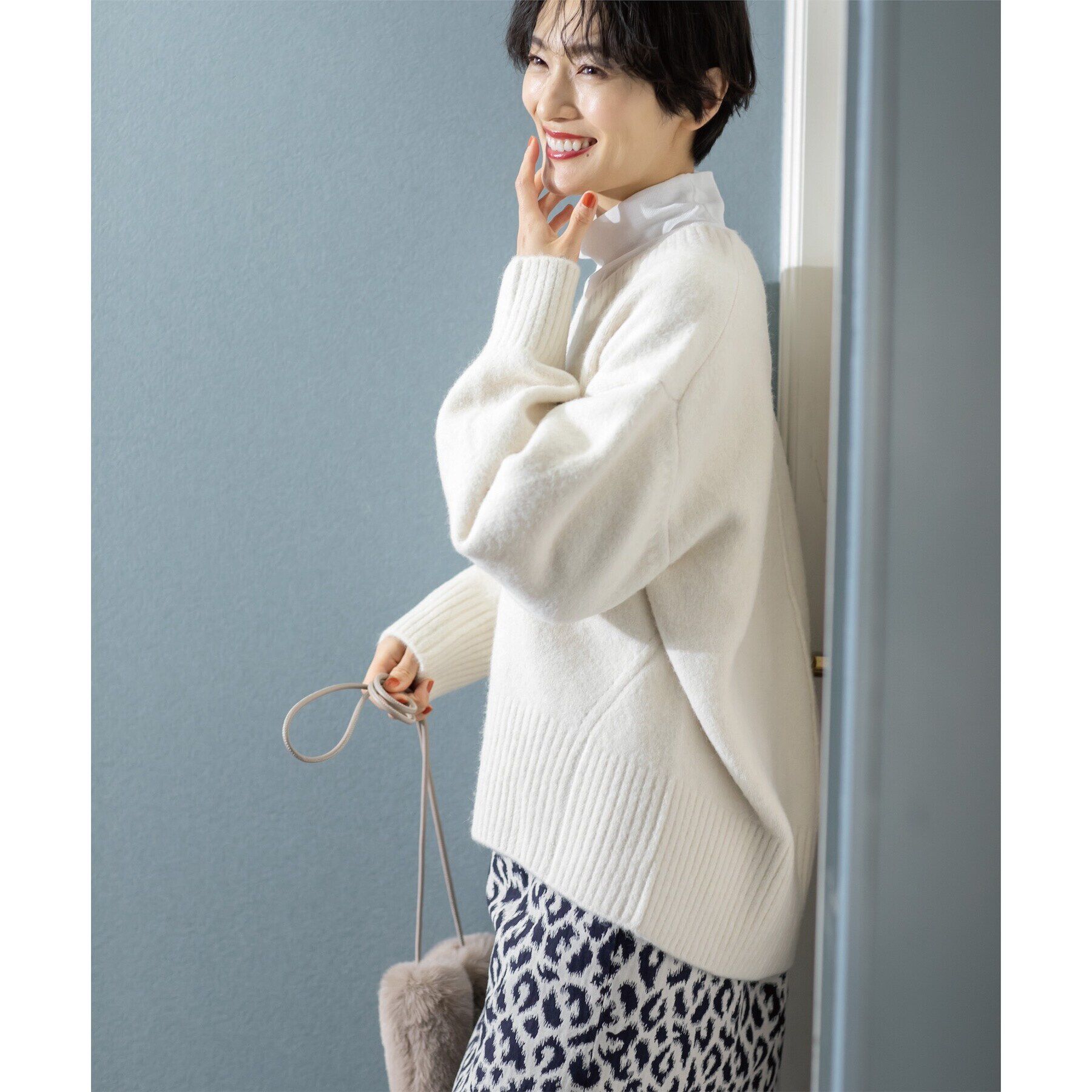 OPAQUE.CLIP「《7color》ふわふわVネックニット【洗濯機洗い可】」|ニット・セーター|