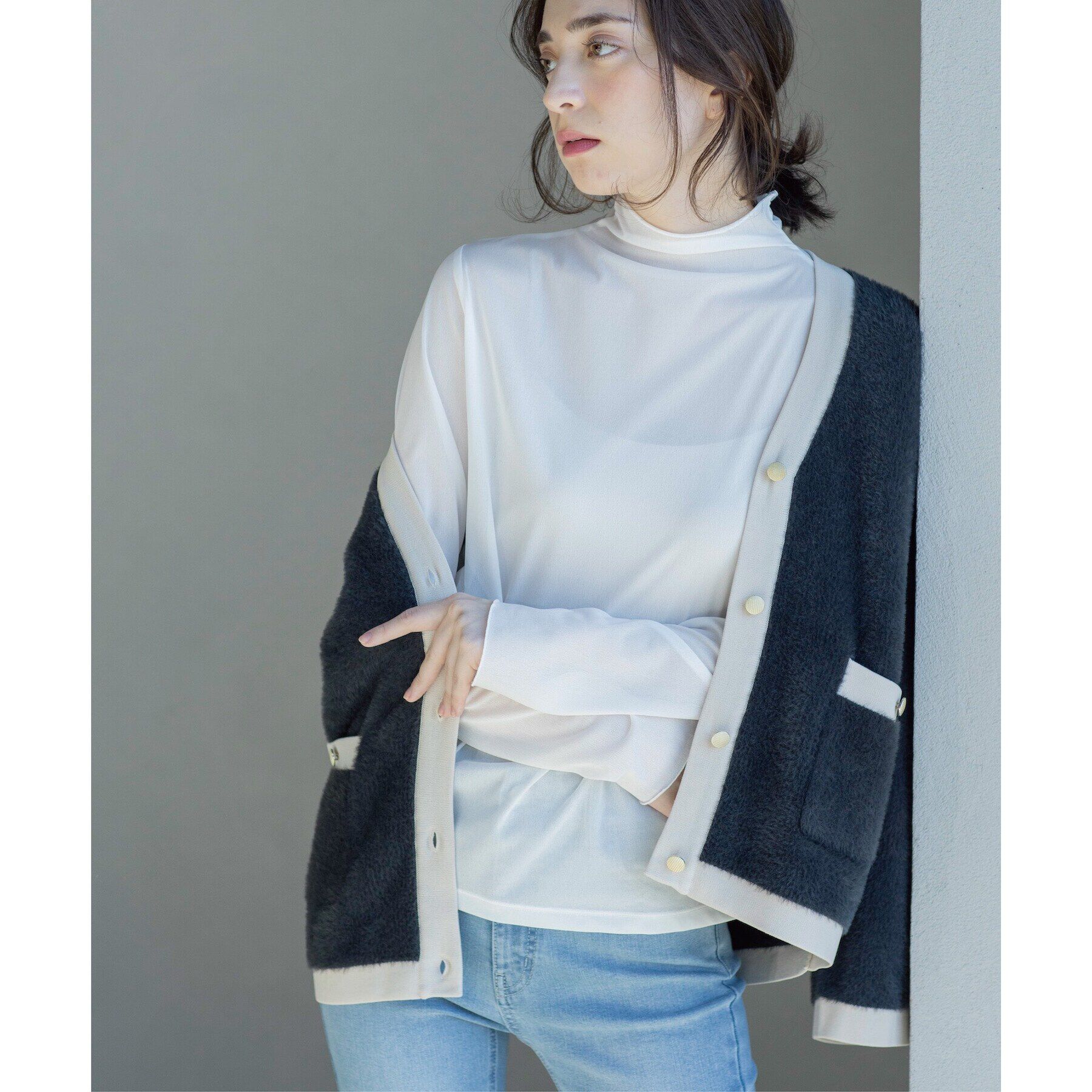 OPAQUE.CLIP「シアーメロウハイネックトップス【洗濯機洗い可】」|Tシャツ・カットソー|