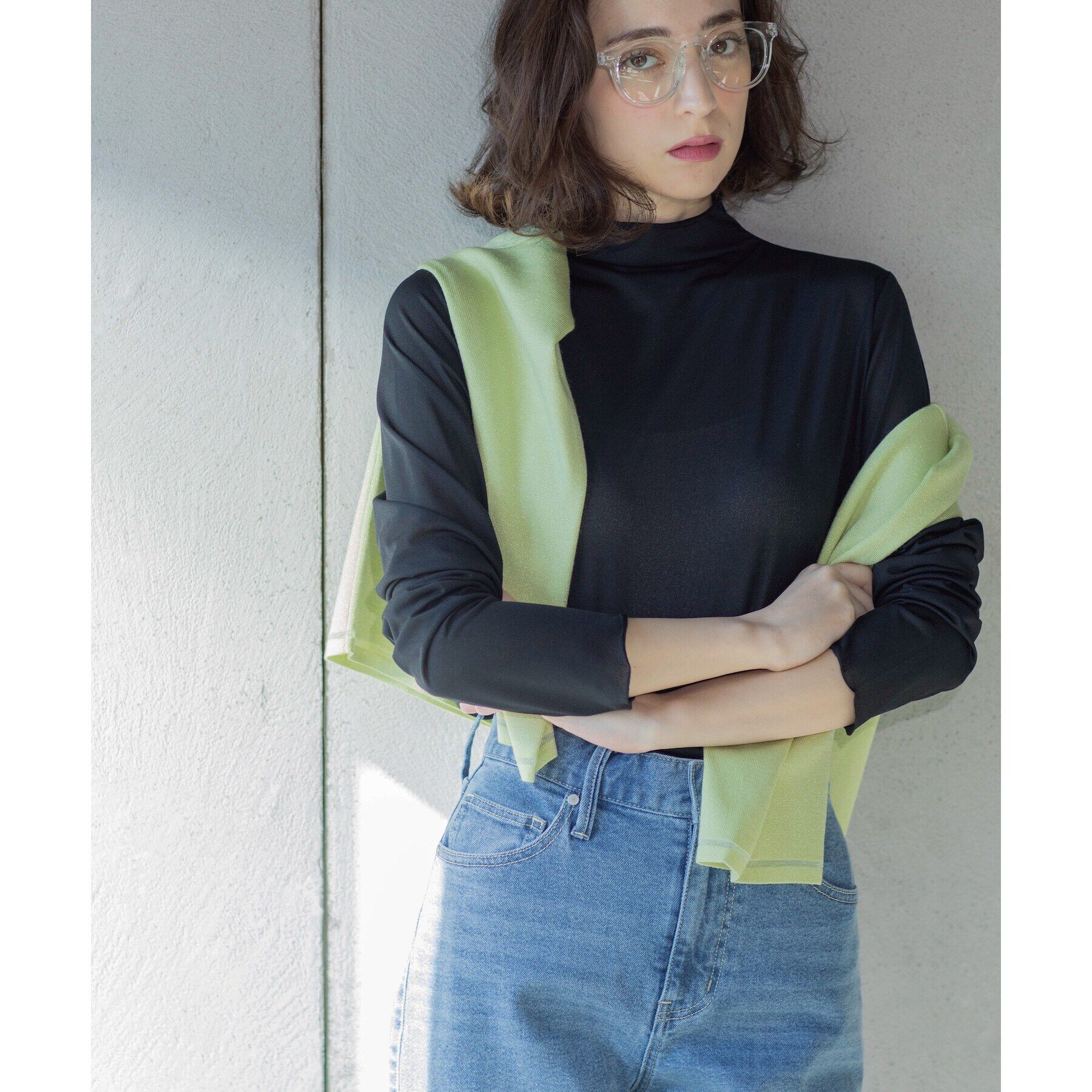 OPAQUE.CLIP「シアーメロウハイネックトップス【洗濯機洗い可】」|Tシャツ・カットソー|ブラック(019)