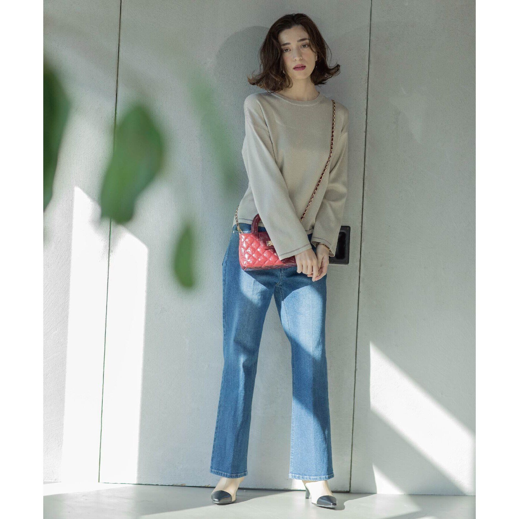 OPAQUE.CLIP「《SS-LLサイズ》ストレッチセミフレアデニム【洗濯機洗い可】」|デニム|