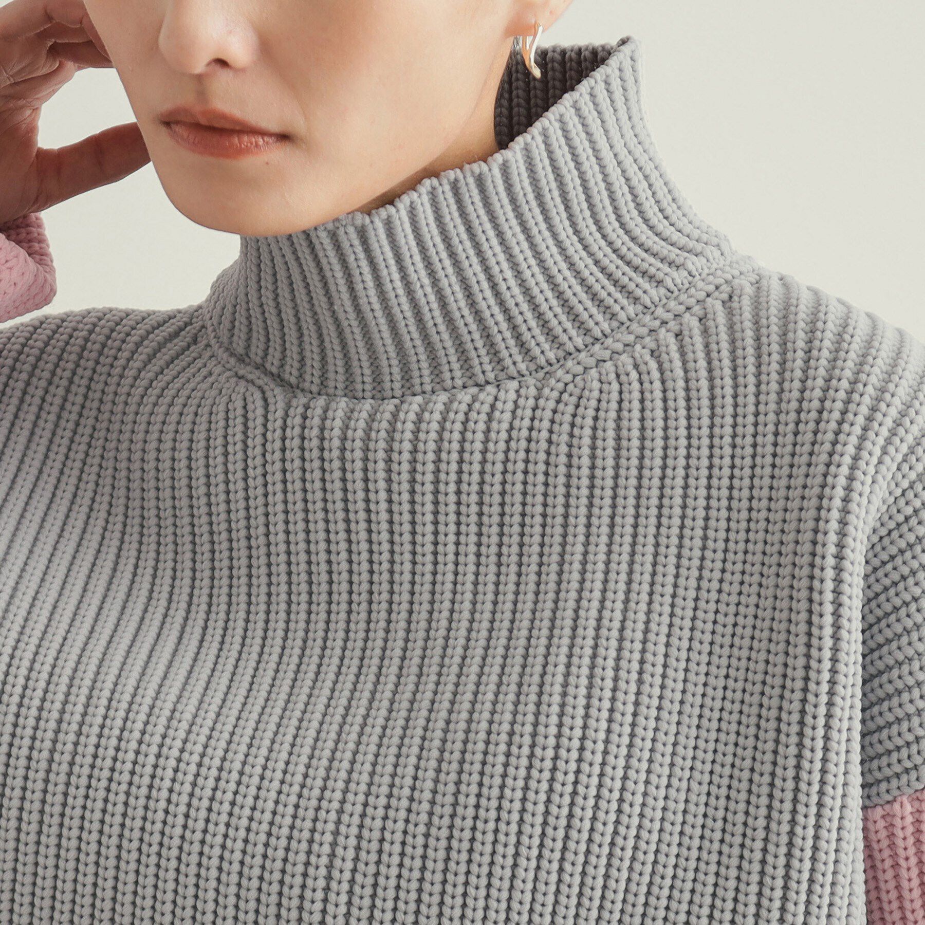 OPAQUE.CLIP「カラーブロッキングハイネックワイドニット【洗濯機洗い可】」|ニット・セーター|